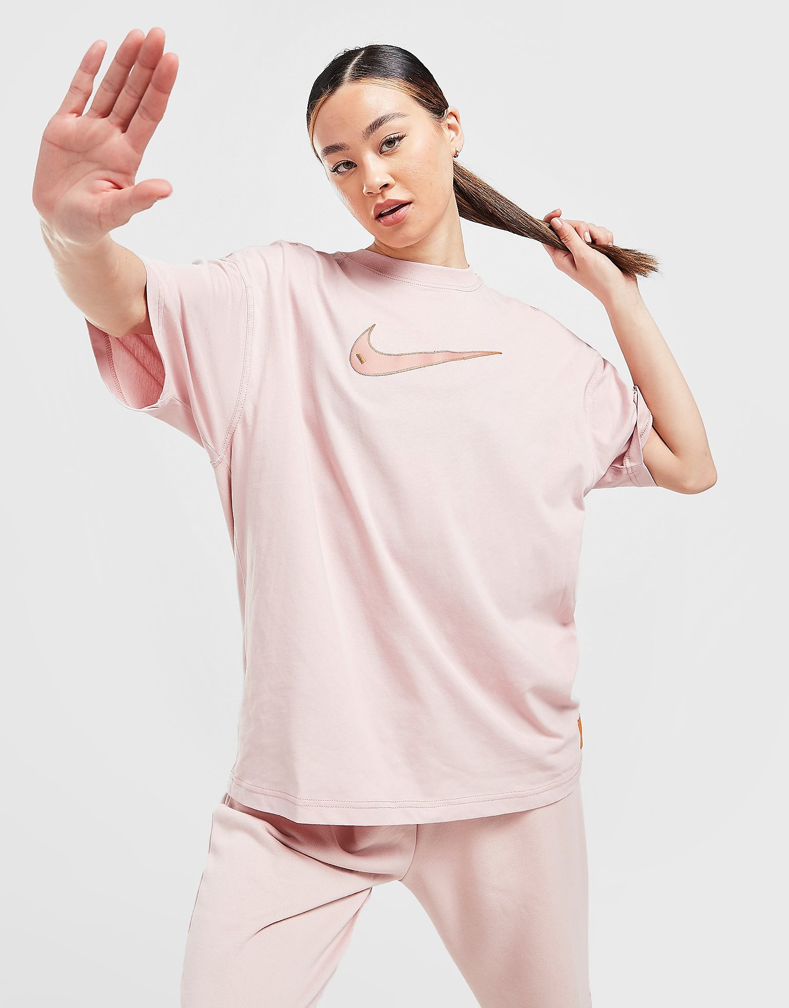 

Nike Sportswear Swoosh Short-Sleeve Top Women's - Pink Oxford/Light Curry/Rose Whisper/Rose Whisper, Pink Oxford/Light Curry/Rose Whisper/Rose Whisper