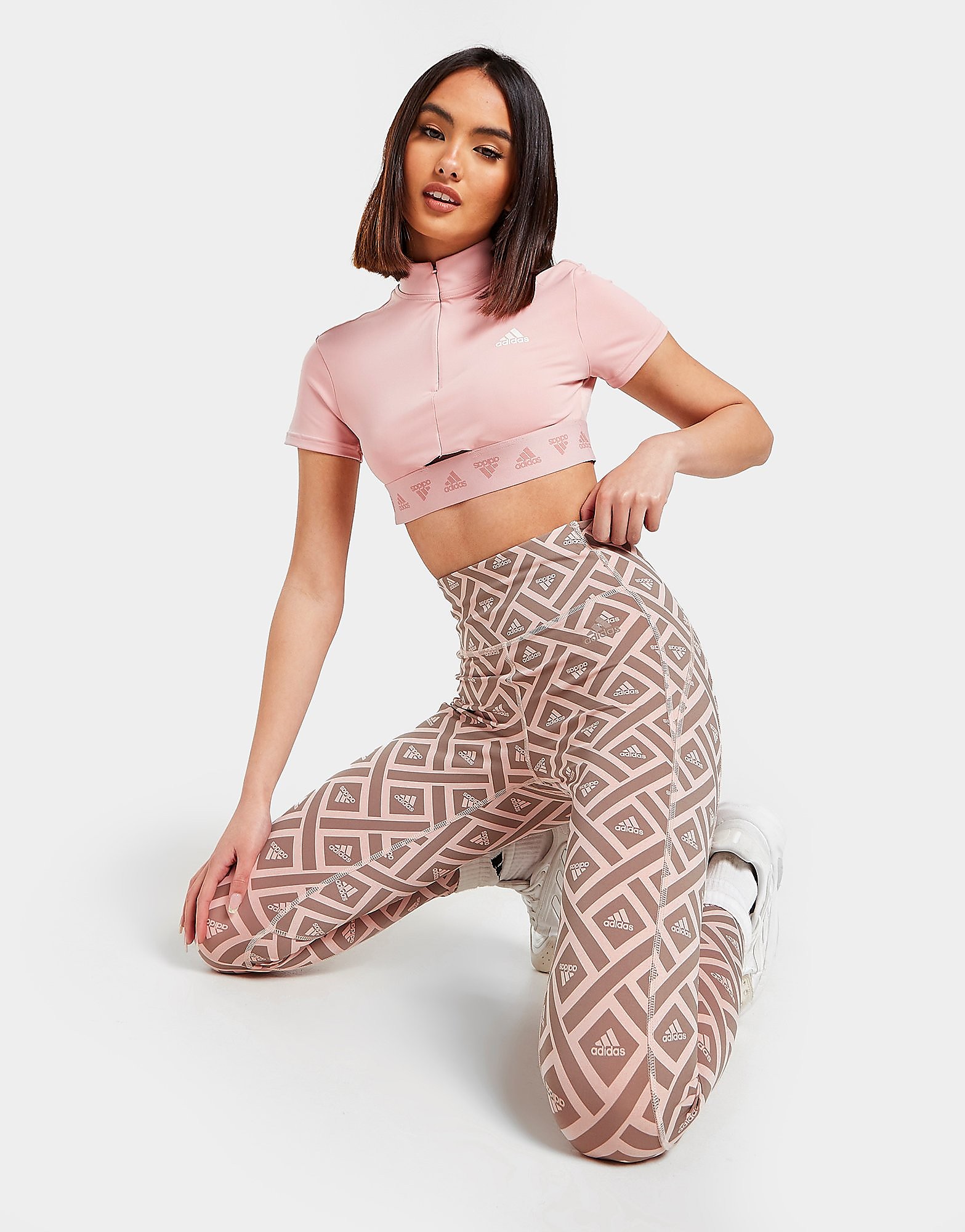 

adidas Hyperglam Rib All Over Print Tights - Multicolor / Vapour Pink - Womens, Multicolor / Vapour Pink