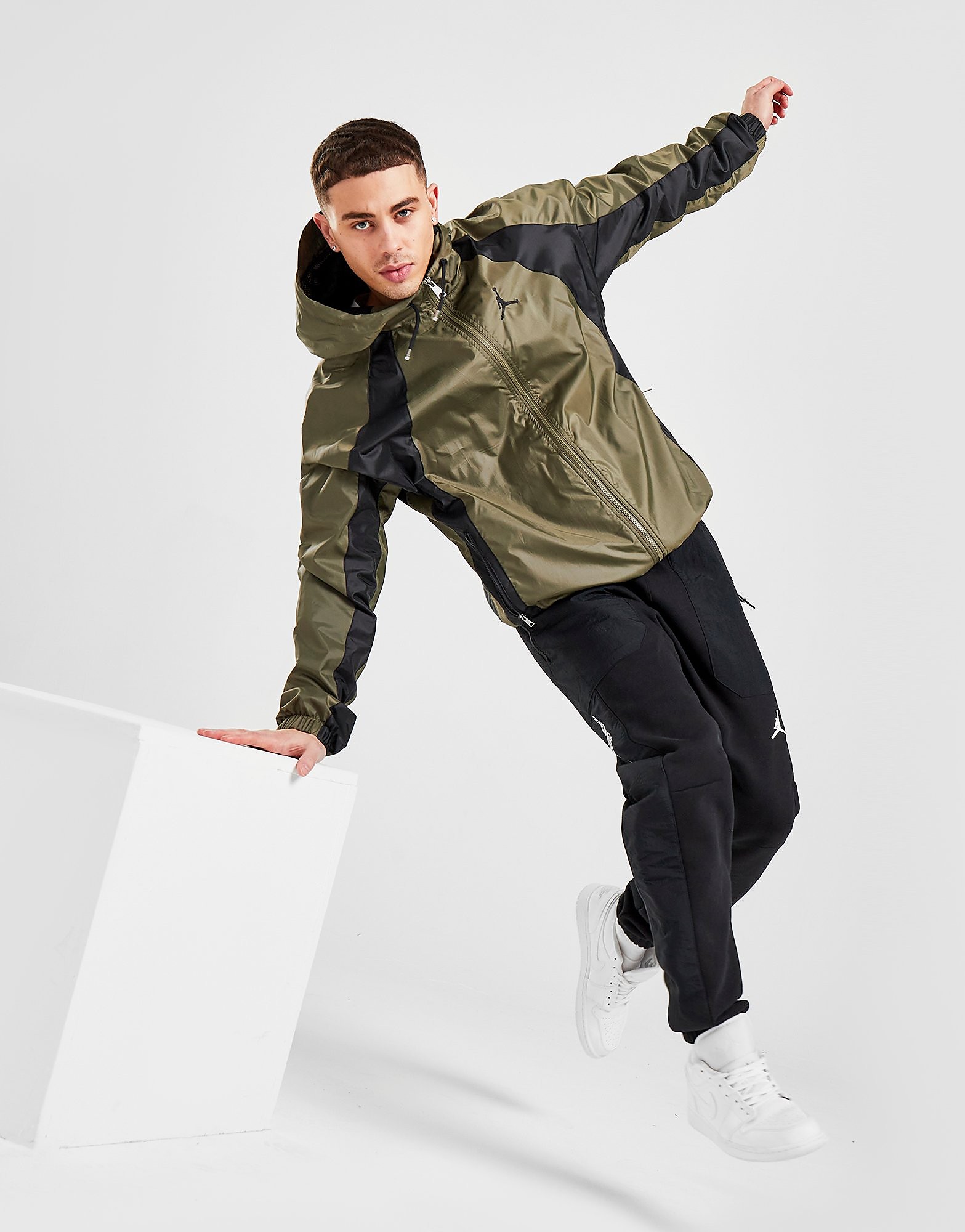 Jordan Essentials Woven Jacket - Medium Olive/Black - Mens, Medium Olive/Black