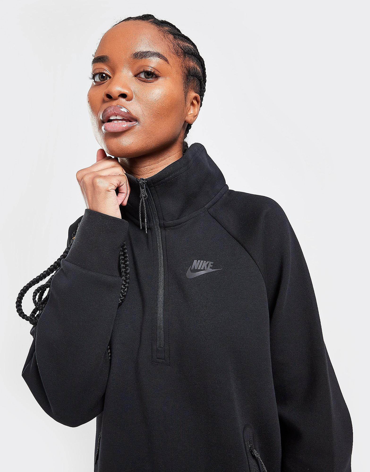 

Nike Tech Fleece 1/4 Zip Top - Black/Black - Womens, Black/Black
