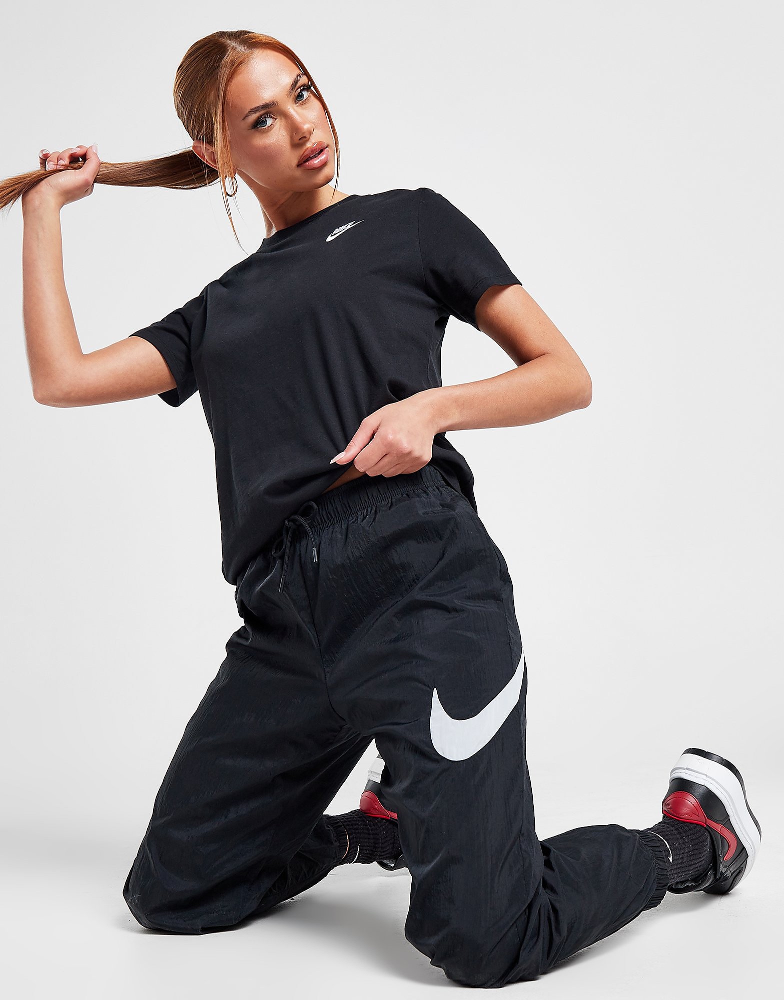 

Nike Woven Track Pants - Black/White - Womens, Black/White