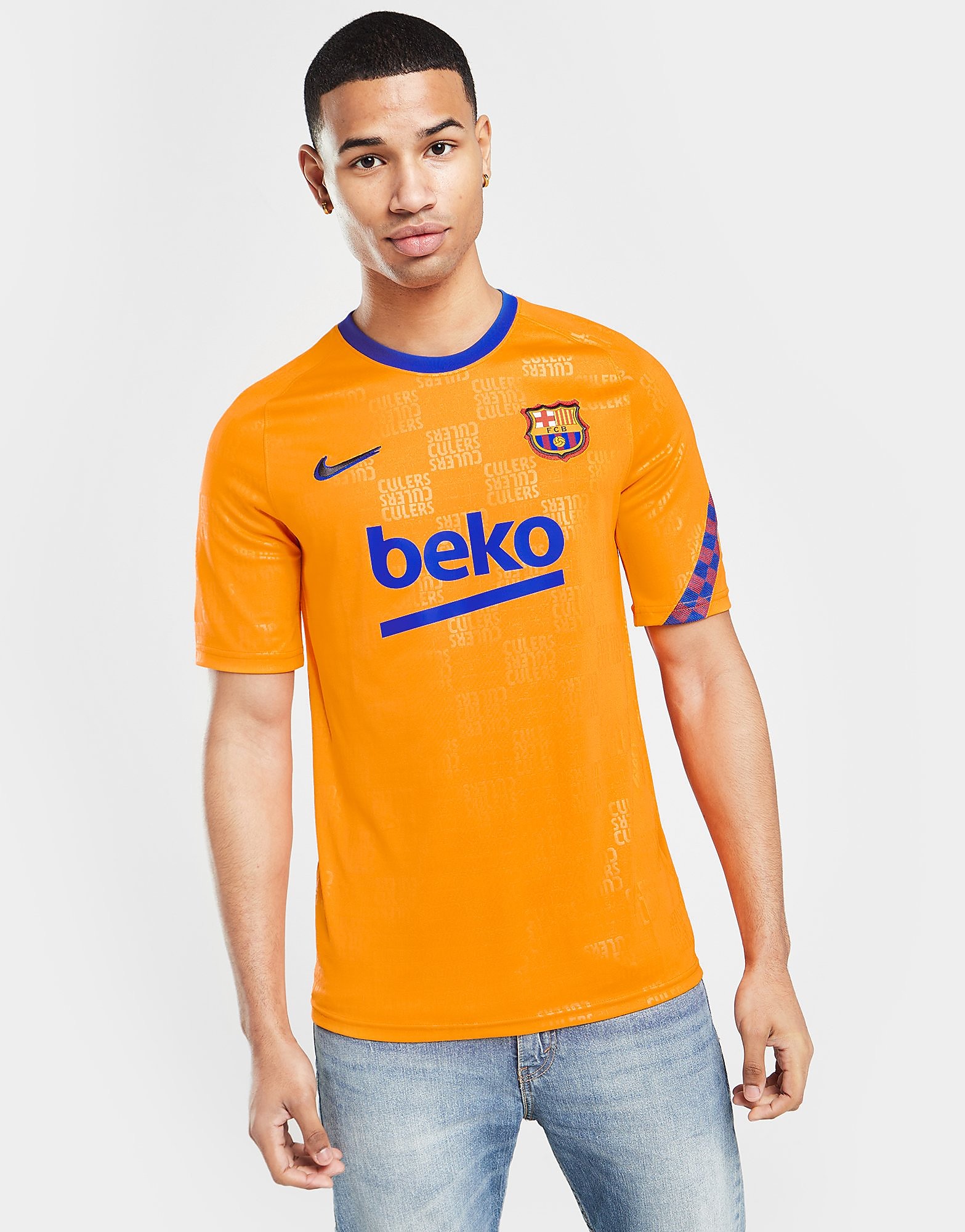 

Nike FC Barcelona Pre Match Shirt - Vivid Orange/Vivid Orange/Game Royal/Black - Mens, Vivid Orange/Vivid Orange/Game Royal/Black