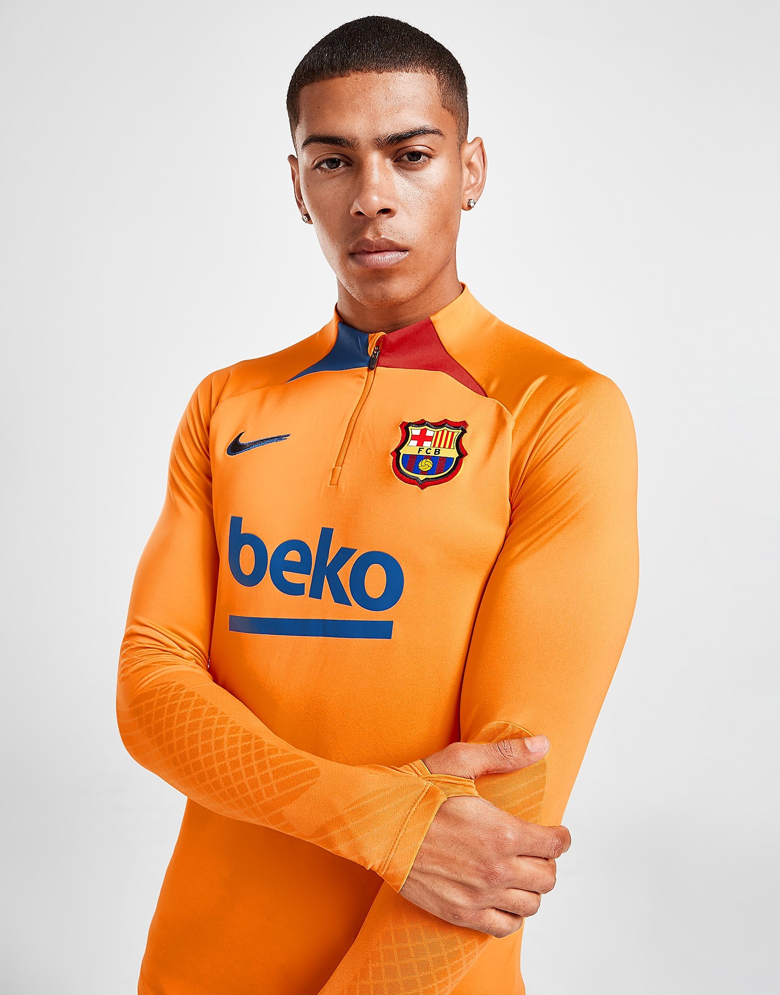 

Nike FC Barcelona Strike Drill Top - Vivid Orange/University Red/Black - Mens, Vivid Orange/University Red/Black