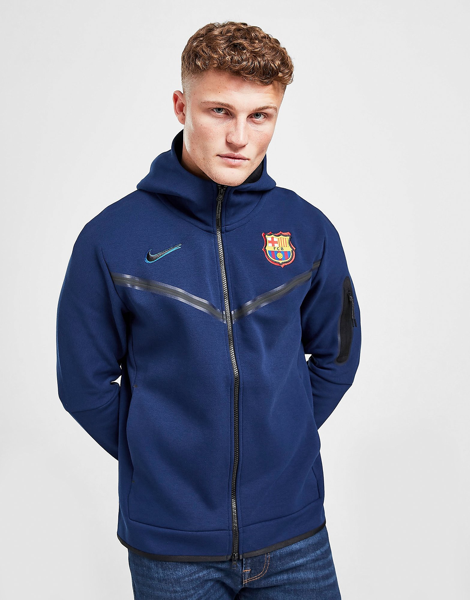 

Nike FC Barcelona Tech Fleece Hoodie - Blue Void/Black/Black - Mens, Blue Void/Black/Black