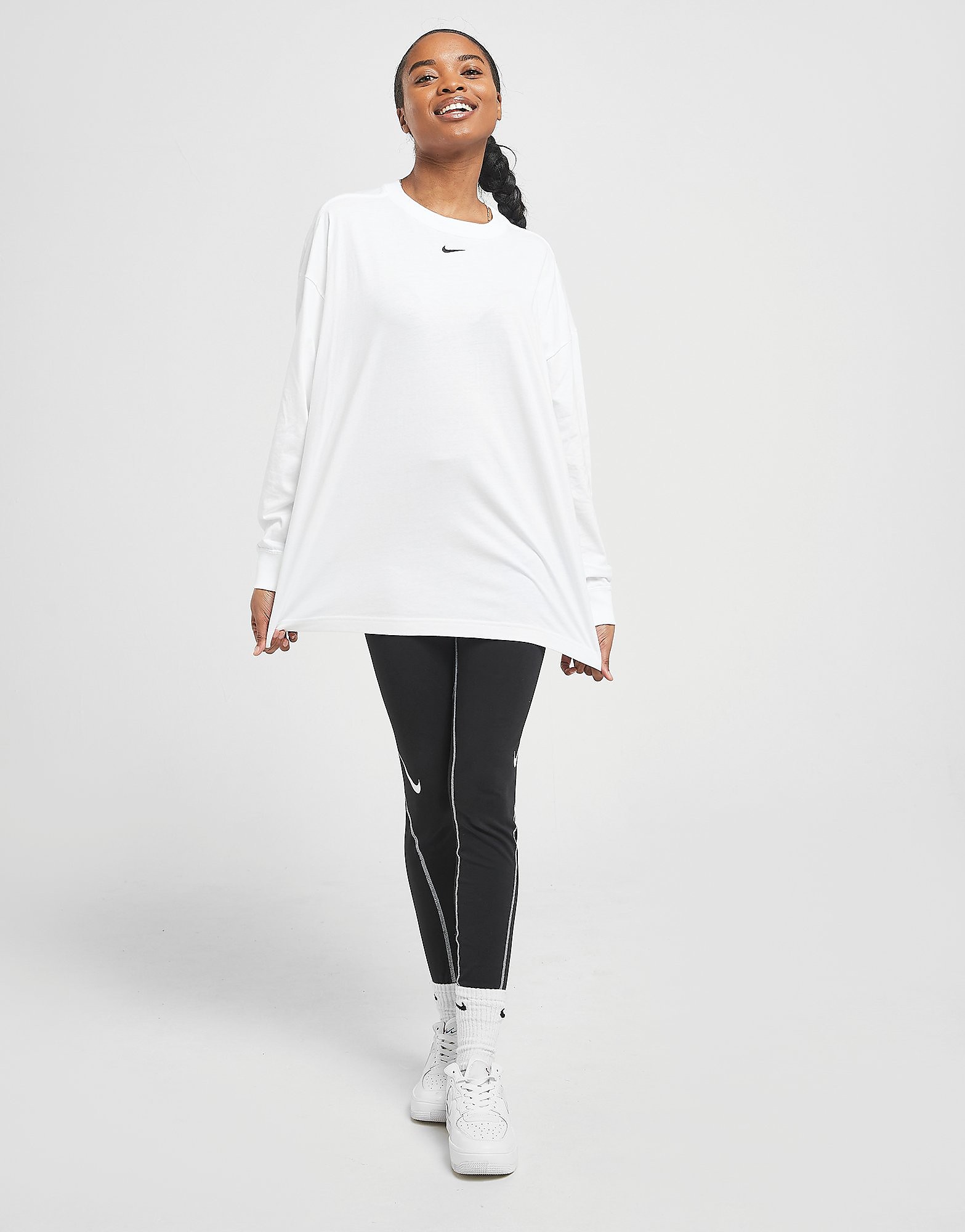 

Nike Trend Long Sleeve T-Shirt - White/Black - Womens, White/Black