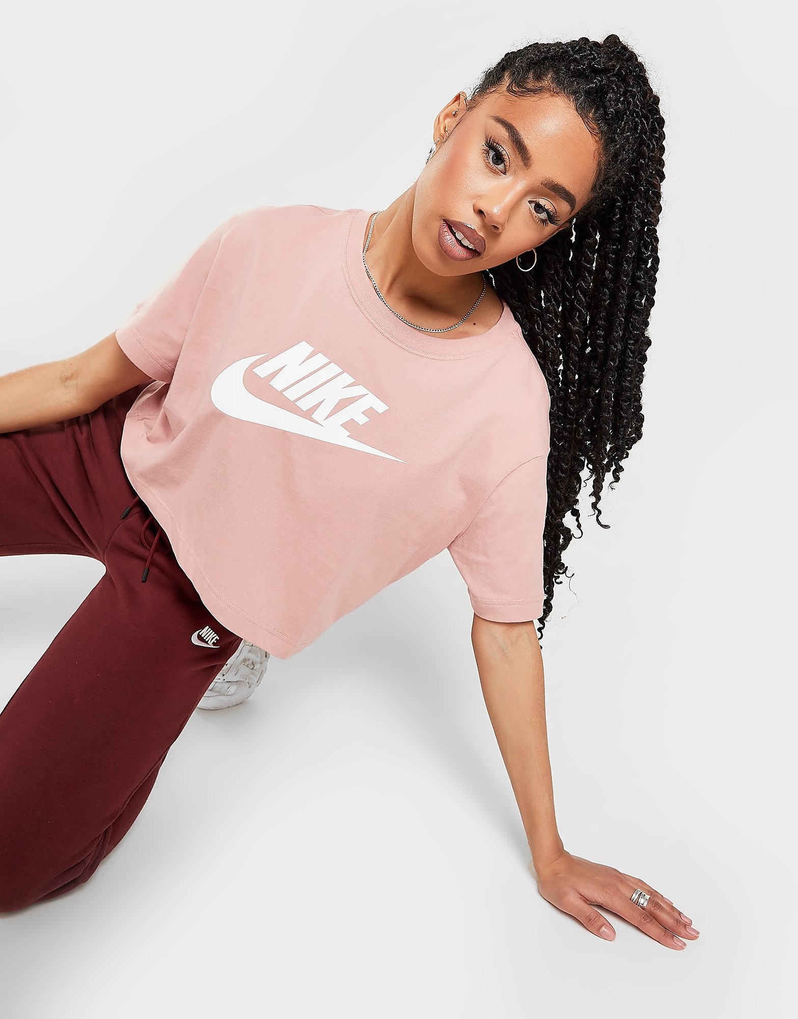 

Nike Essential Futura Crop T-Shirt Women's - Rose Whisper/White, Rose Whisper/White