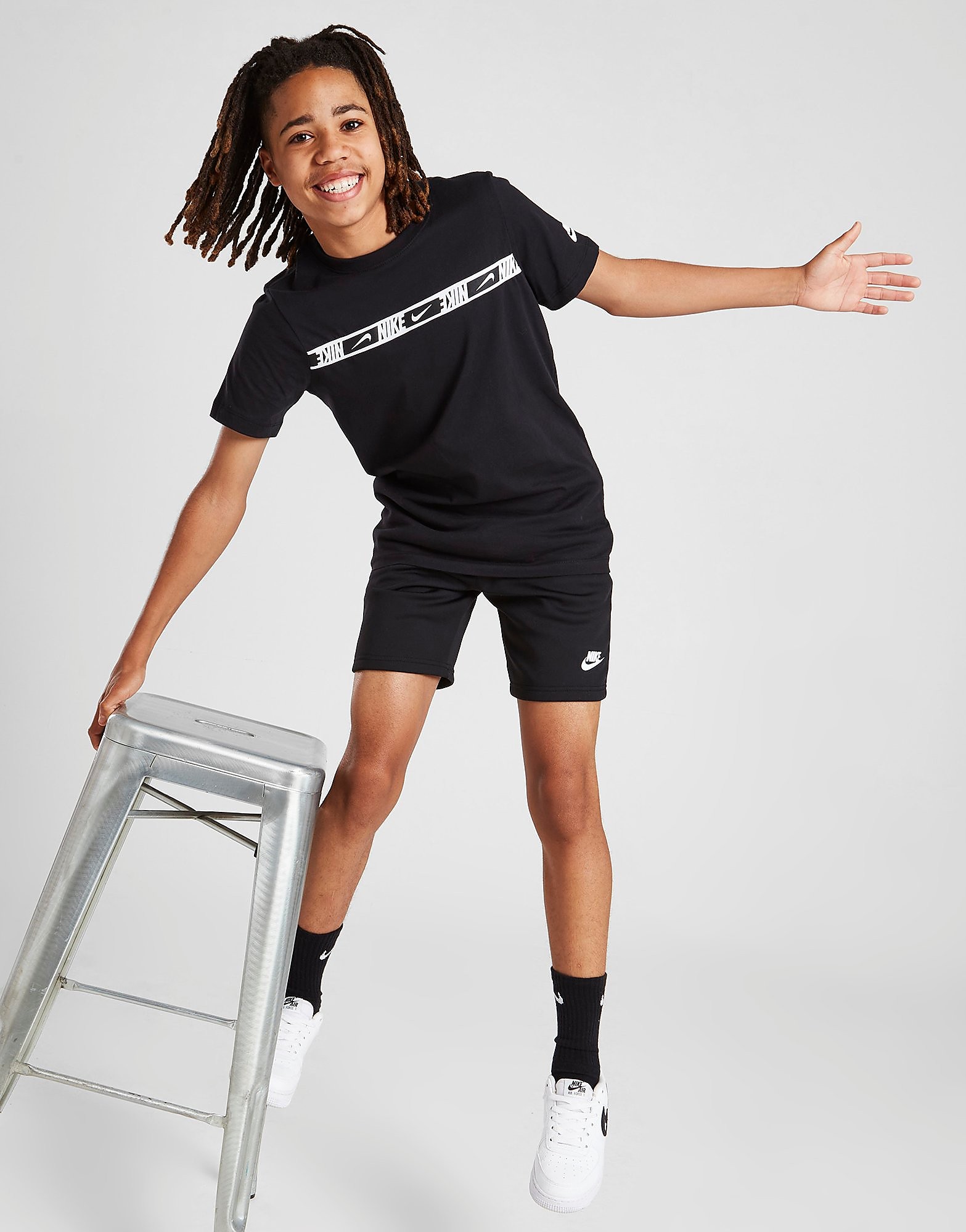 

Nike Repeat Tape T-Shirt Junior - Black/Black/White - Kids, Black/Black/White