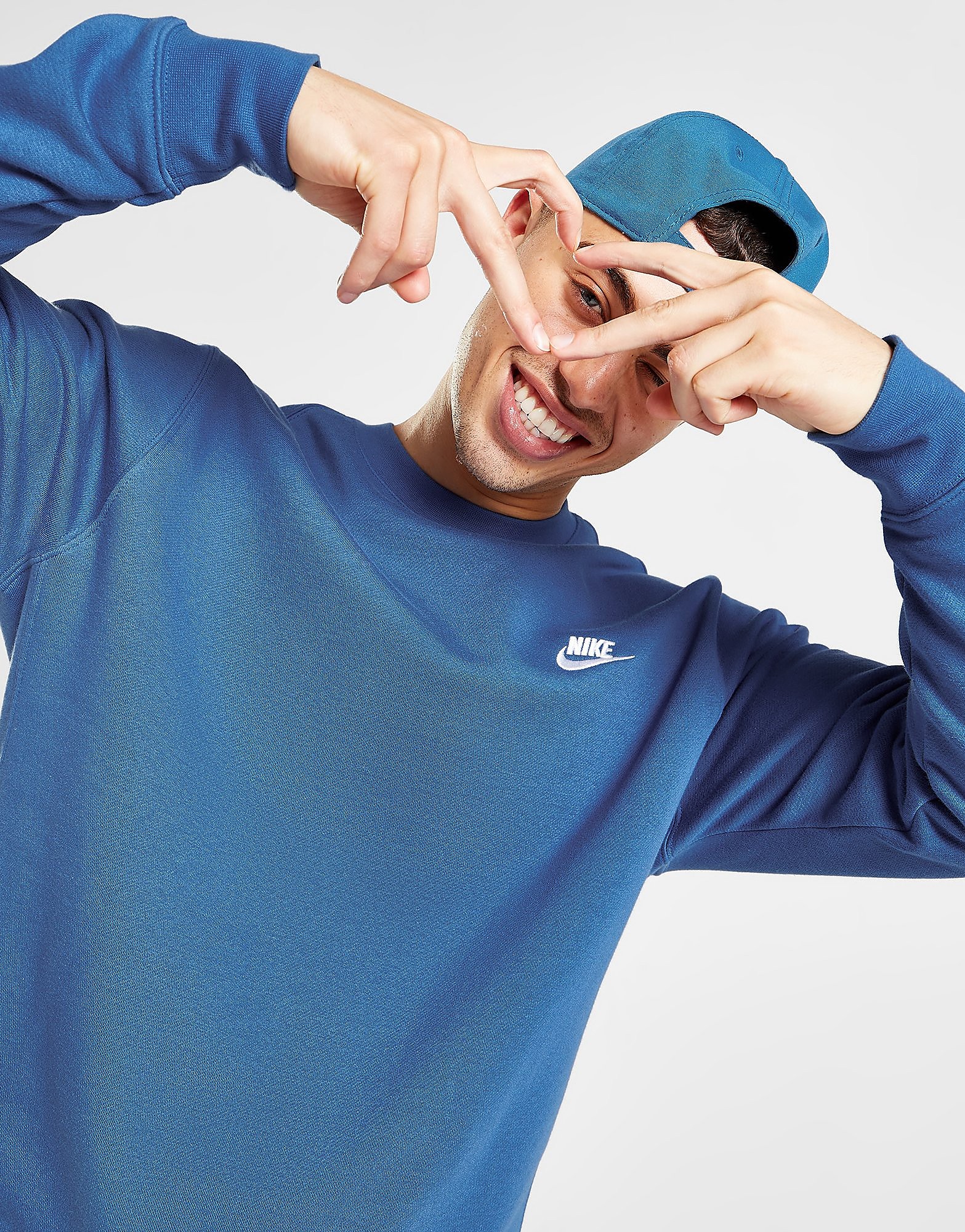 Nike Foundation Crew Sweatshirt - Dark Marina Blue/White - Mens, Dark Marina Blue/White