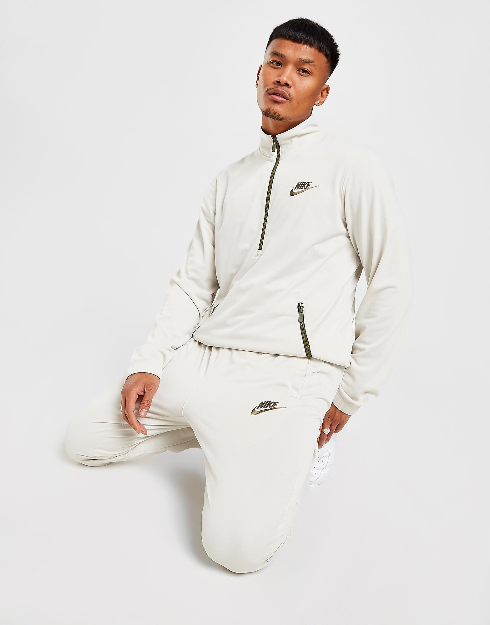 

Nike Poly 1/2 Zip Tracksuit - Light Bone/Rough Green - Mens, Light Bone/Rough Green