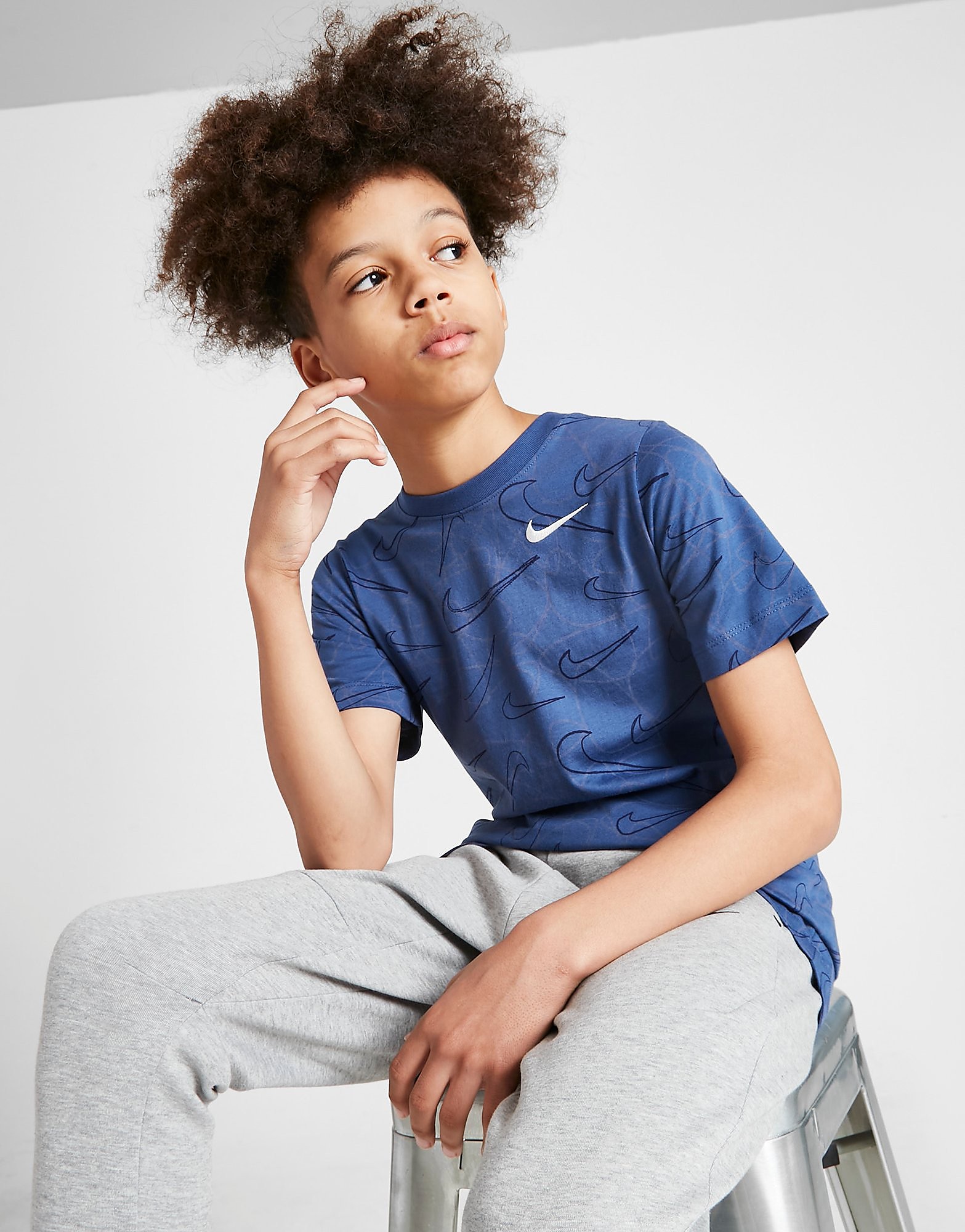 

Nike All Over Print Swoosh T-Shirt Junior - Mystic Navy - Kids, Mystic Navy