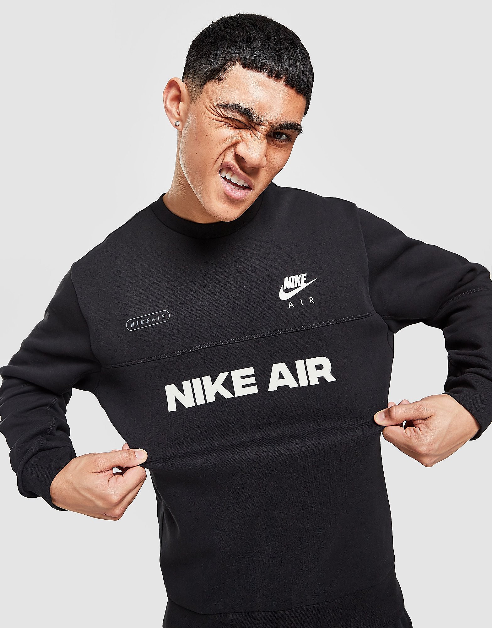 

Nike Air Brushed-Back Crew Sweatshirt - Black/Light Bone - Mens, Black/Light Bone
