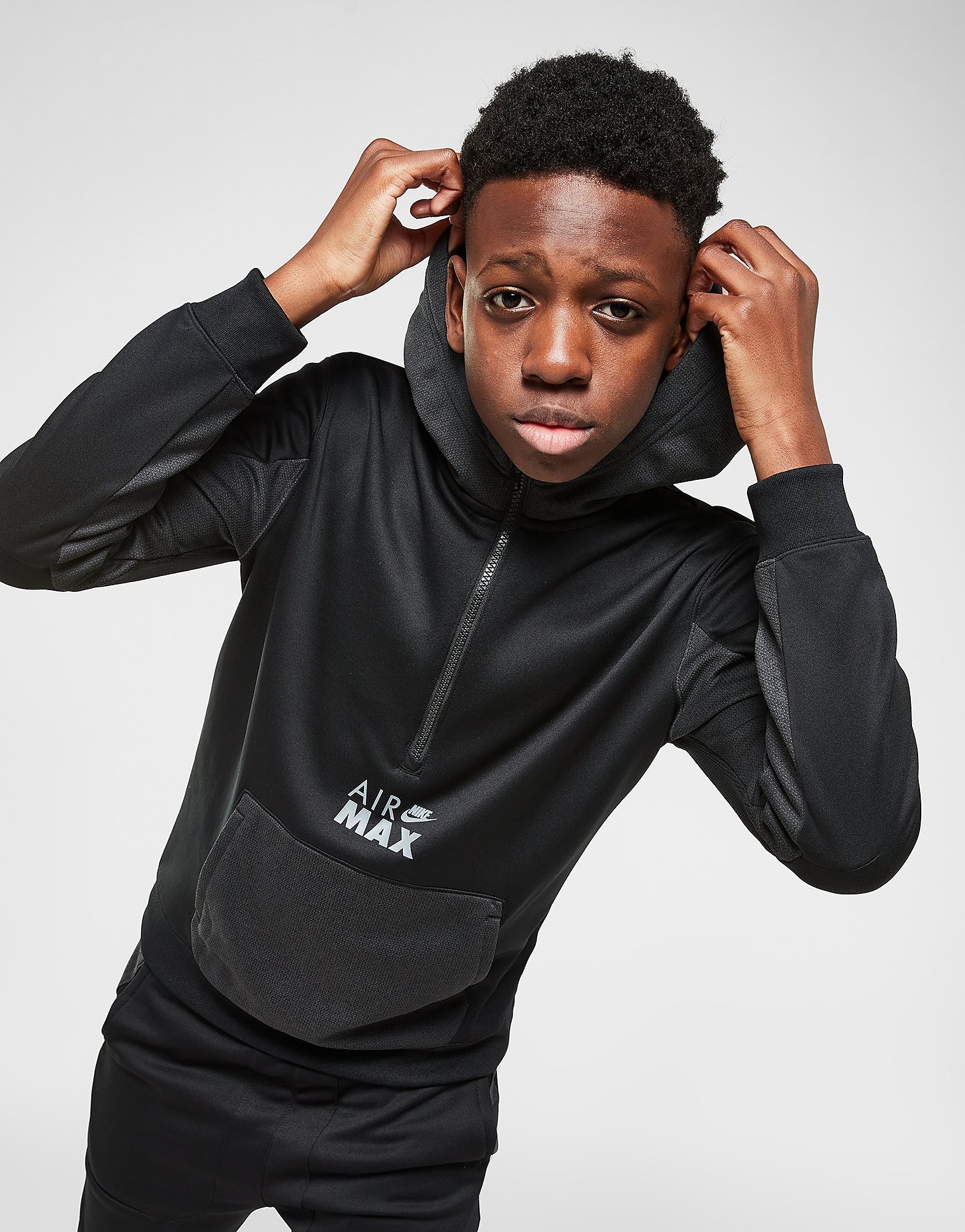 

Nike Sportswear Air Max Fleece 1/2 Zip Hoodie Junior - Only at JD - Black/Black - Kids, Black/Black