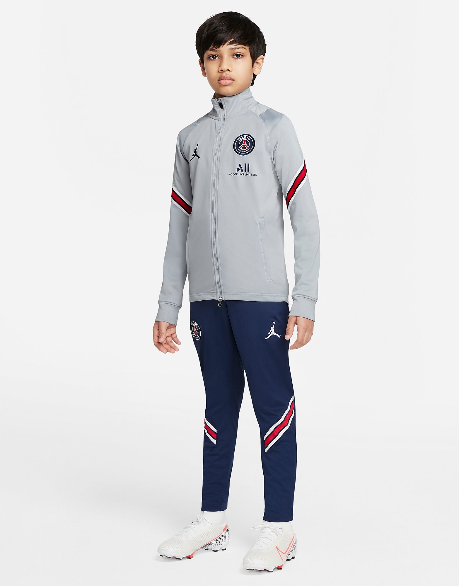 

Jordan Paris Saint Germain Strike Tracksuit Junior - Wolf Grey/Midnight Navy/Midnight Navy - Kids, Wolf Grey/Midnight Navy/Midnight Navy