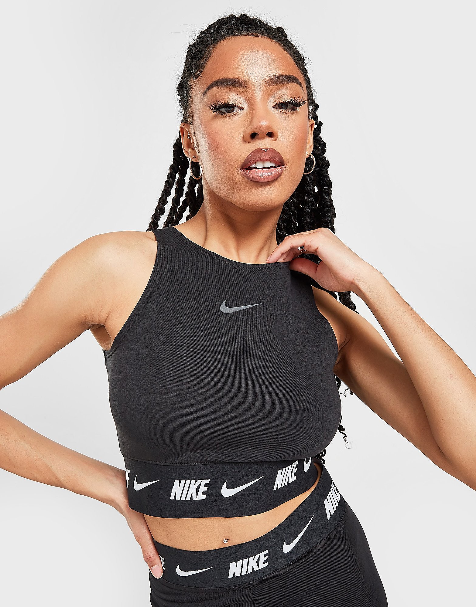 

Nike Tape Crop Tank Top - Black - Womens, Black