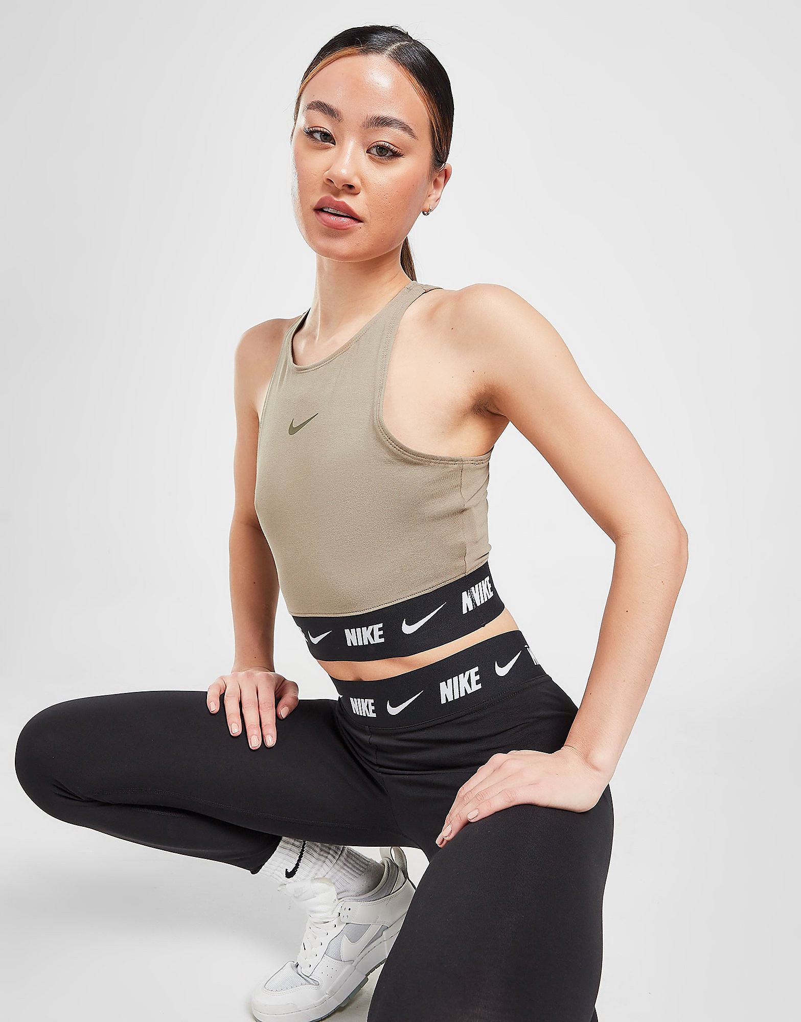 

Nike Tape Crop Tank Top - Matte Olive - Womens, Matte Olive