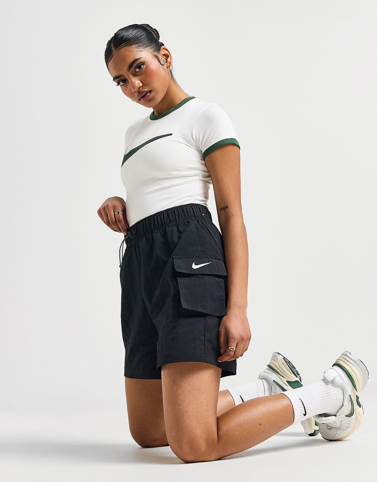 

Nike Phoenix Woven Shorts - Black/White - Womens, Black/White