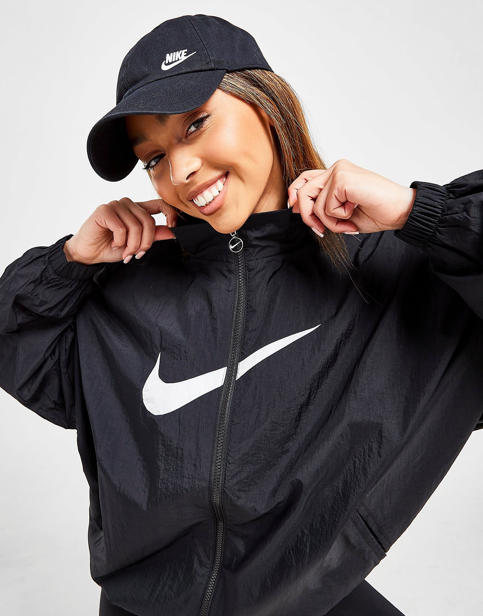 

Nike Woven Full Zip Jacket - Black/White - Womens, Black/White