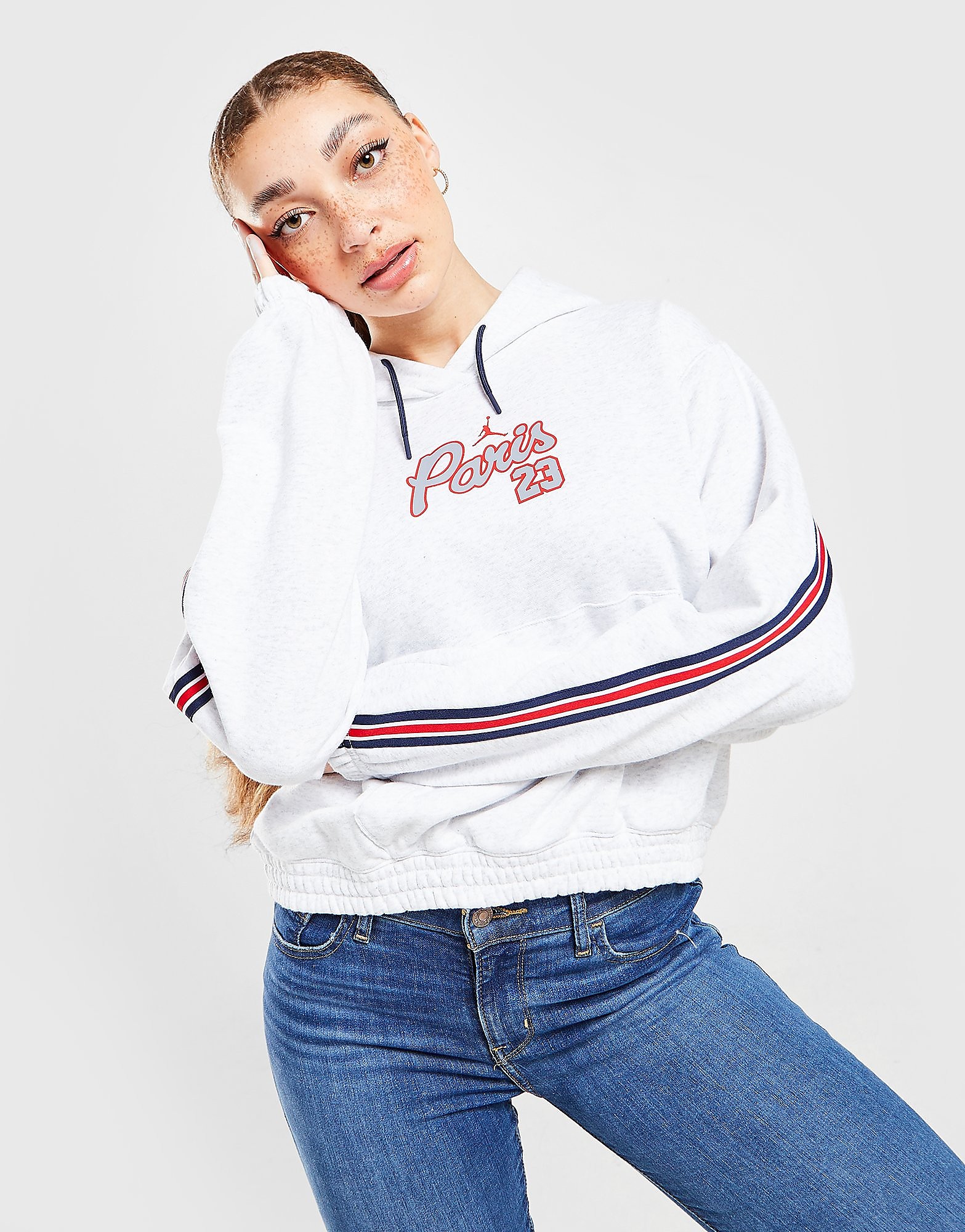 

Jordan Paris Saint Germain Fleece Hoodie - Light Grey - Womens, Light Grey