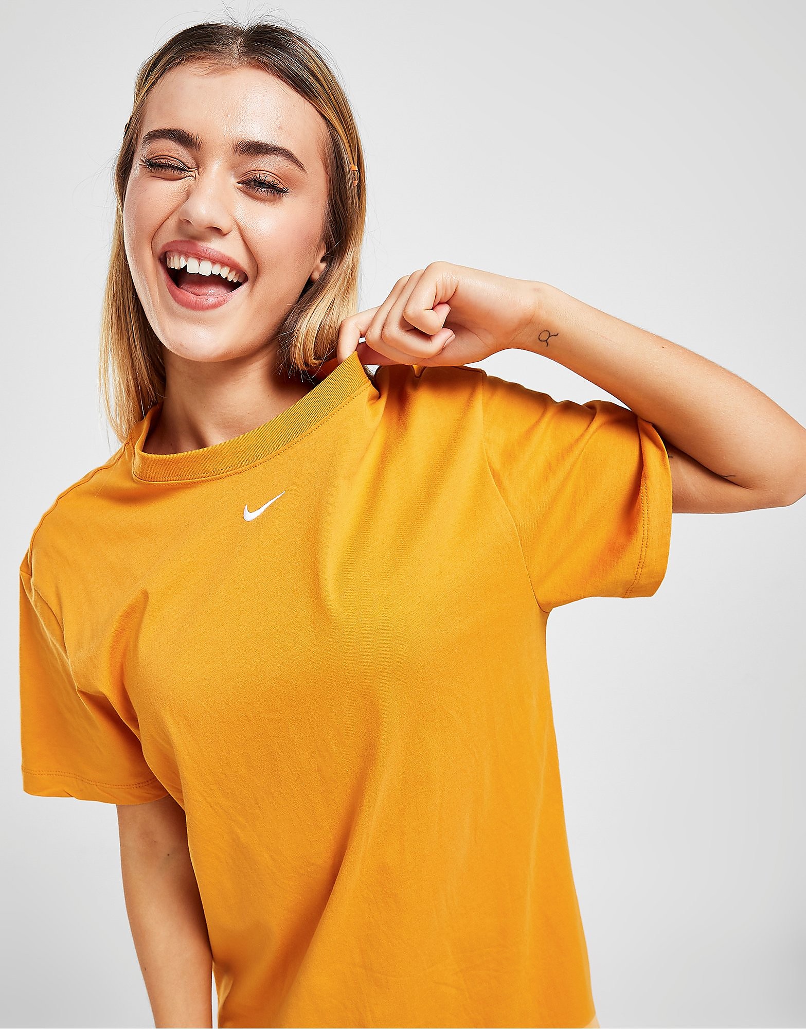 Nike Essential T-Shirt Dress - Light Curry/White - Womens, Light Curry/White