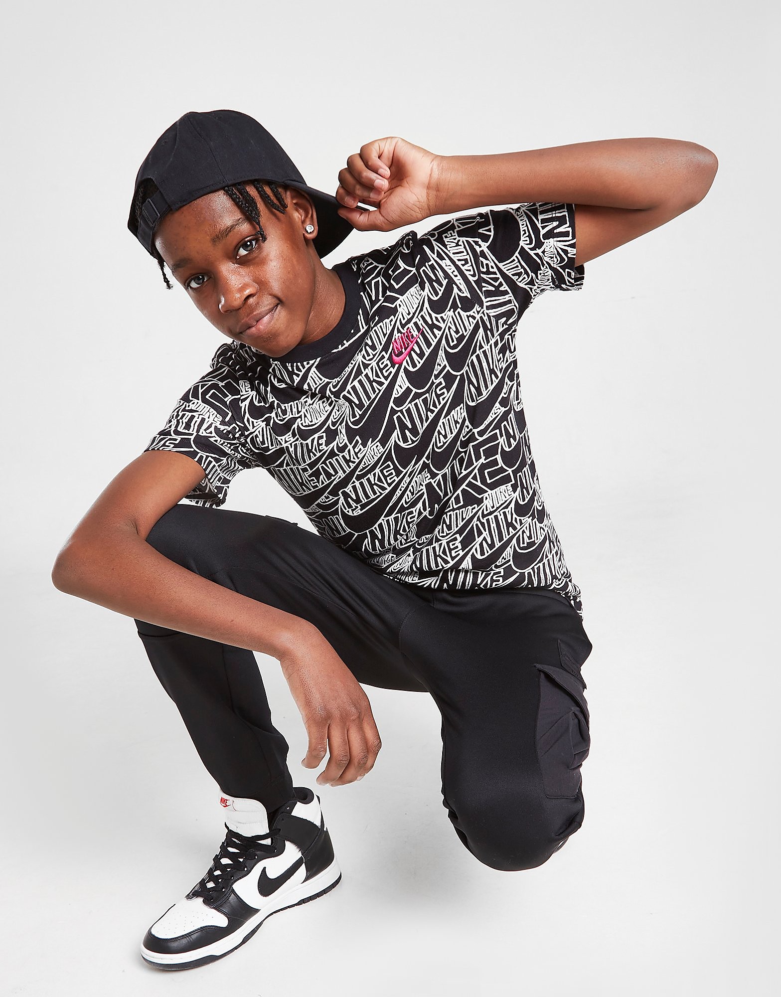 

Nike All Over Print T-Shirt Junior - Black/White - Kids, Black/White