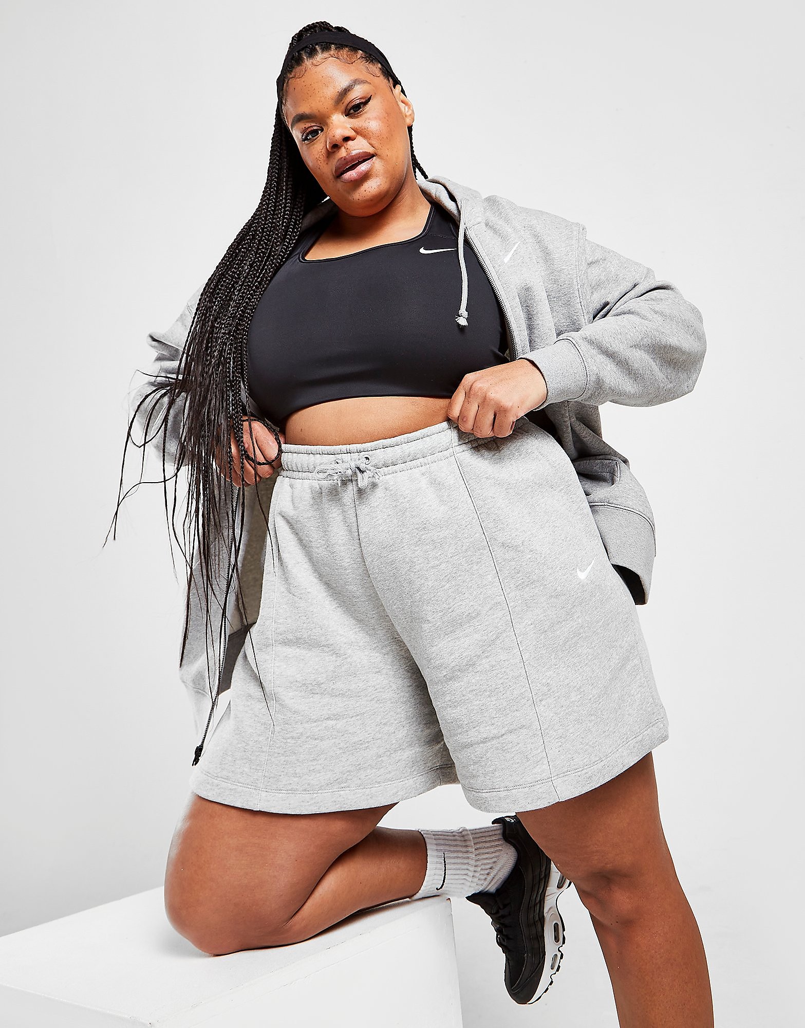 

Nike Trend Fleece Plus Size High Waisted Shorts - Grey - Womens, Grey