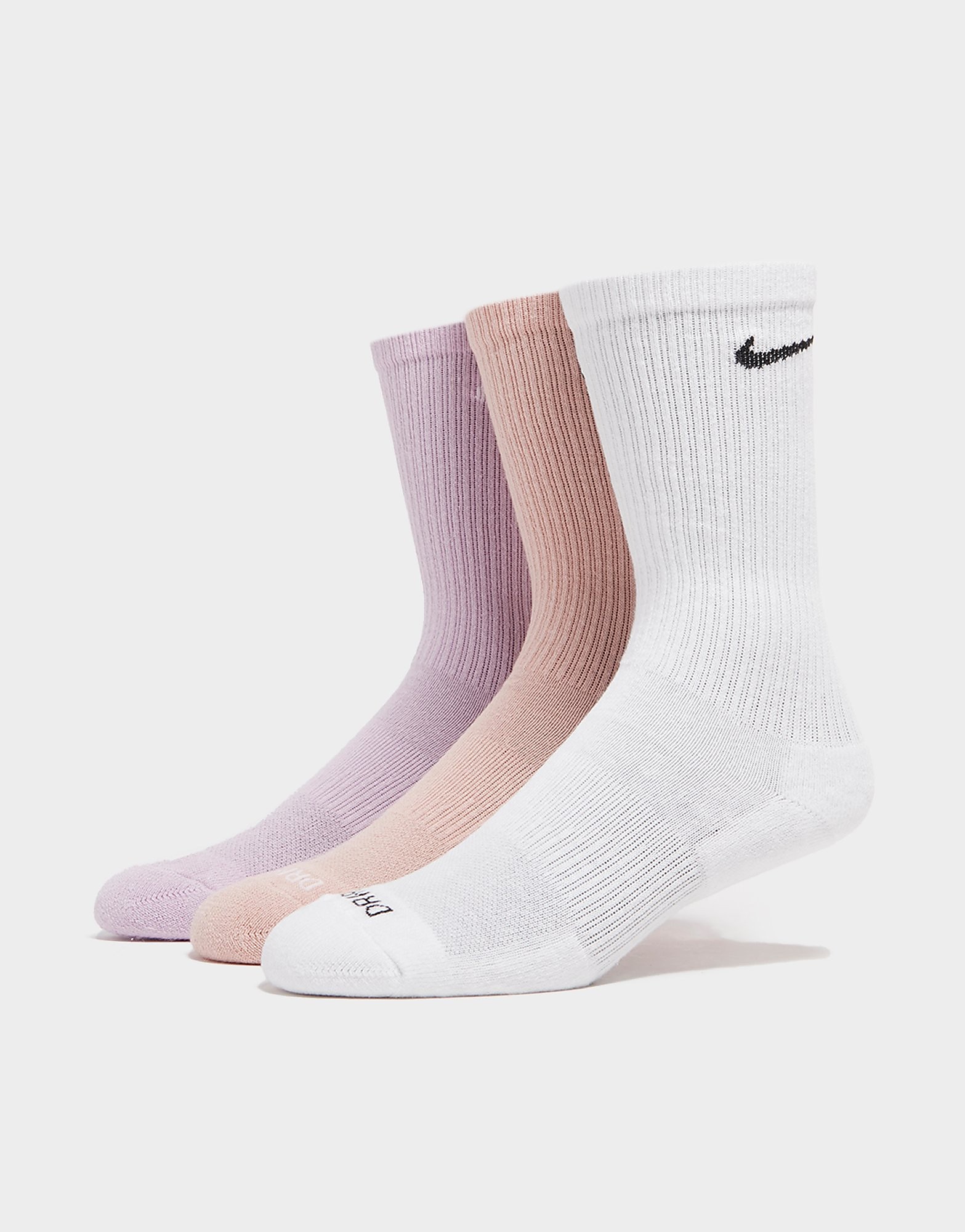 

Nike 3-Pack Crew Everyday Plus Socks - Multi Coloured - Womens, Multi Coloured