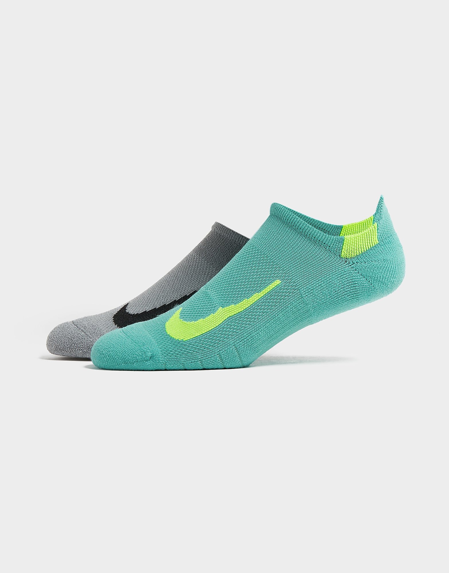 

Nike 2 Pack Multiplier Running No Show Socks - Grey - Mens, Grey