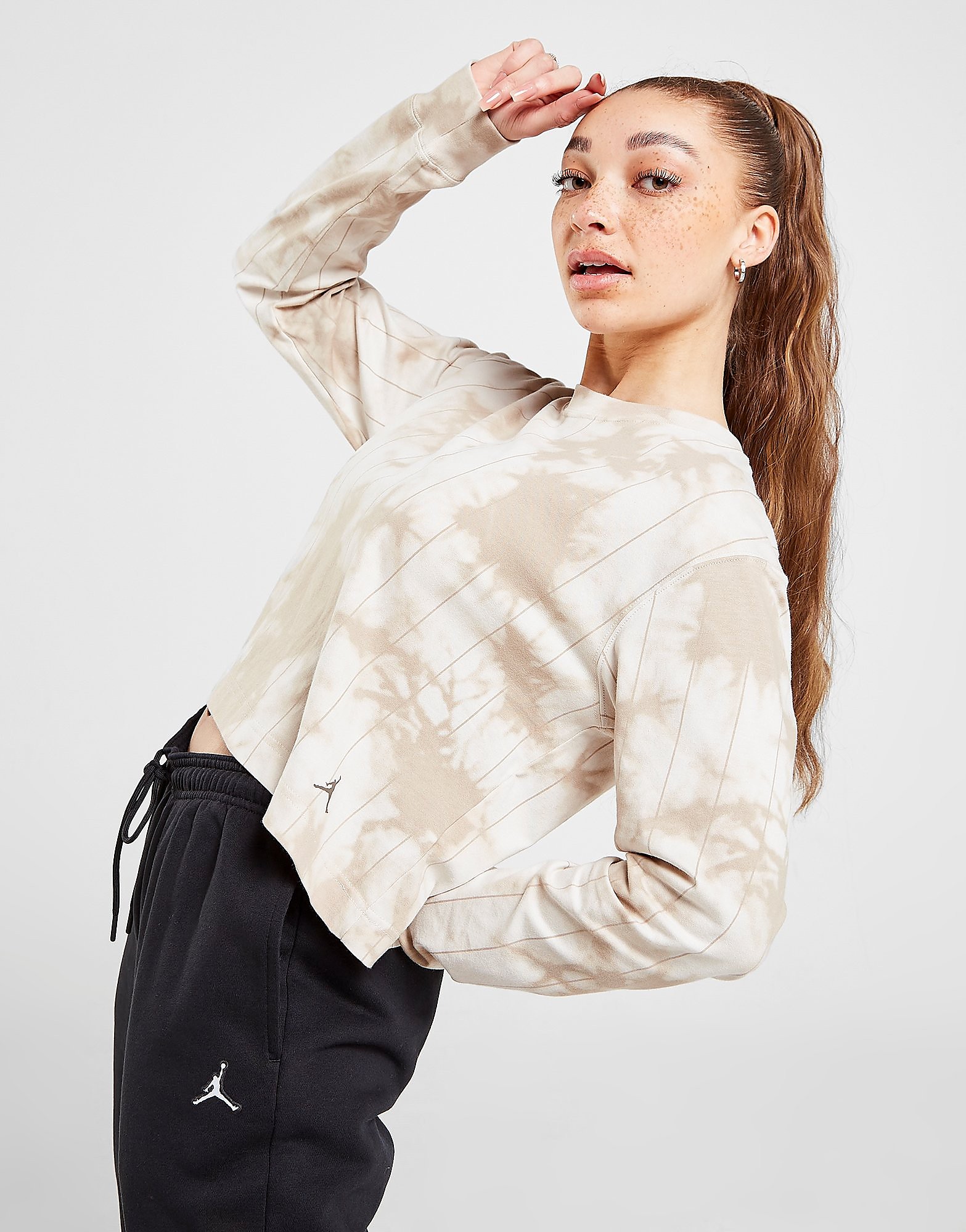 

Jordan Allover Print Long Sleeve Top - Light Orewood Brown/Olive Grey - Womens, Light Orewood Brown/Olive Grey