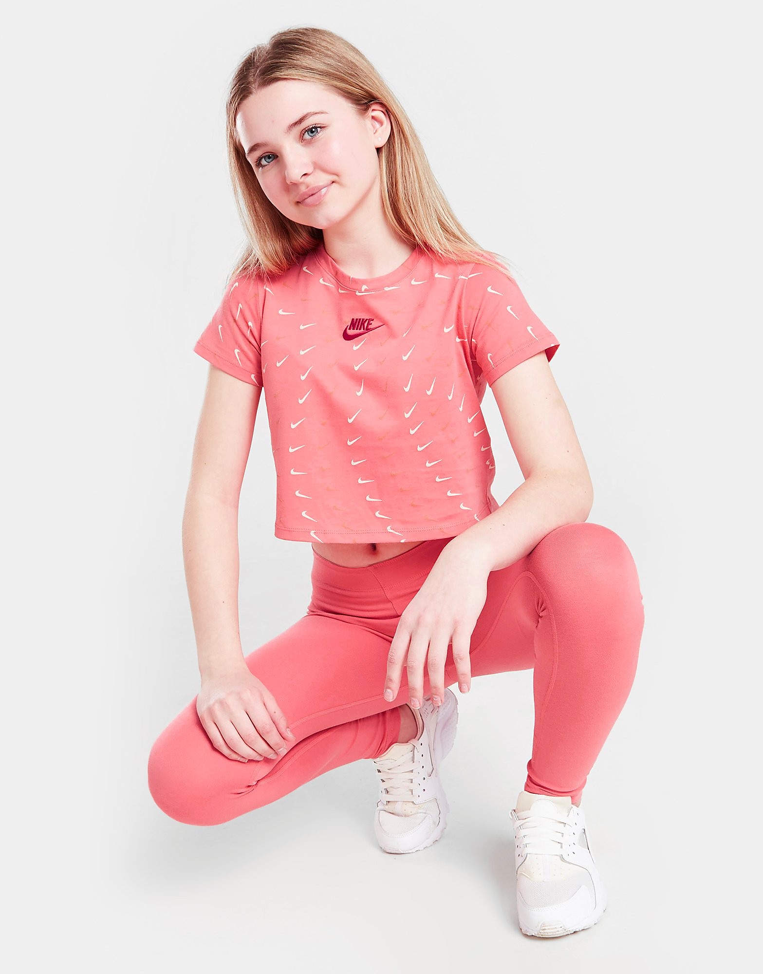 

Nike Girls' Repeat Swoosh Crop T-Shirt Junior - Pink - Kids, Pink