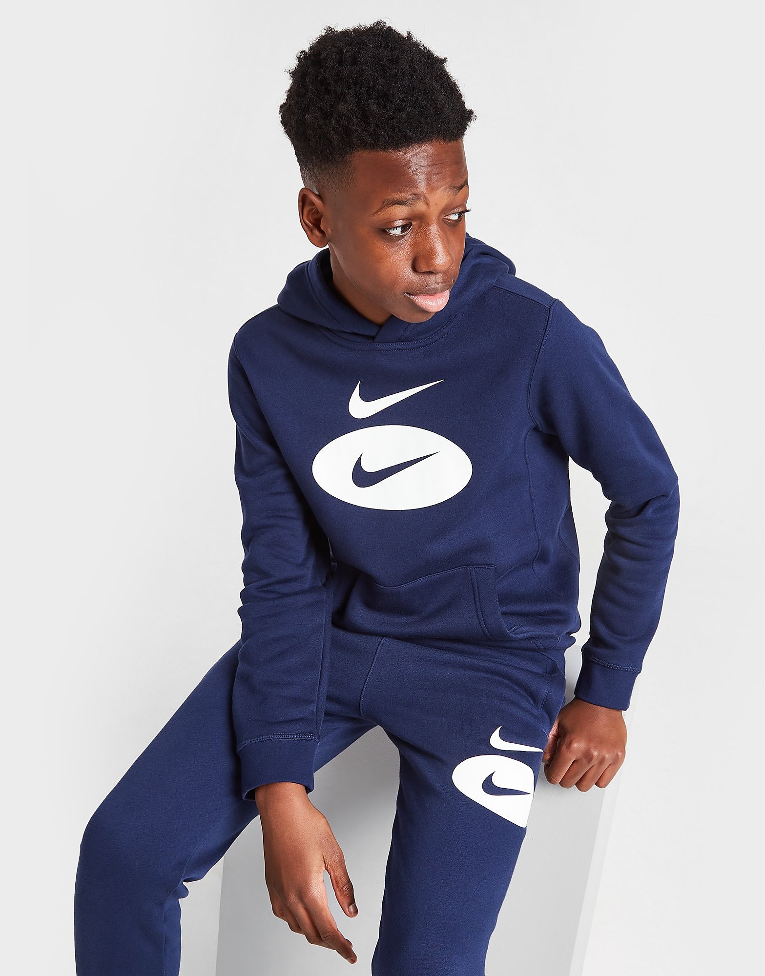 

Nike Oval Logo Swoosh Hoodie Junior - Midnight Navy/Cool Grey/Sail - Kids, Midnight Navy/Cool Grey/Sail