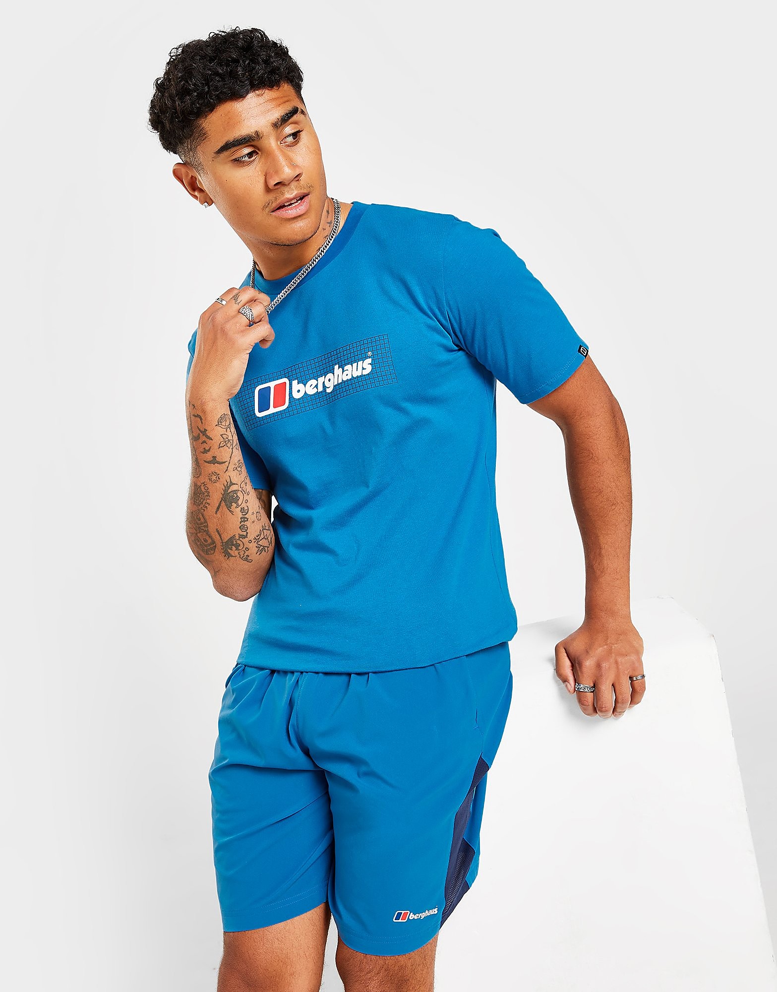 Berghaus T-Shirt Grid Logo - Only at JD - Azul - Mens, Azul