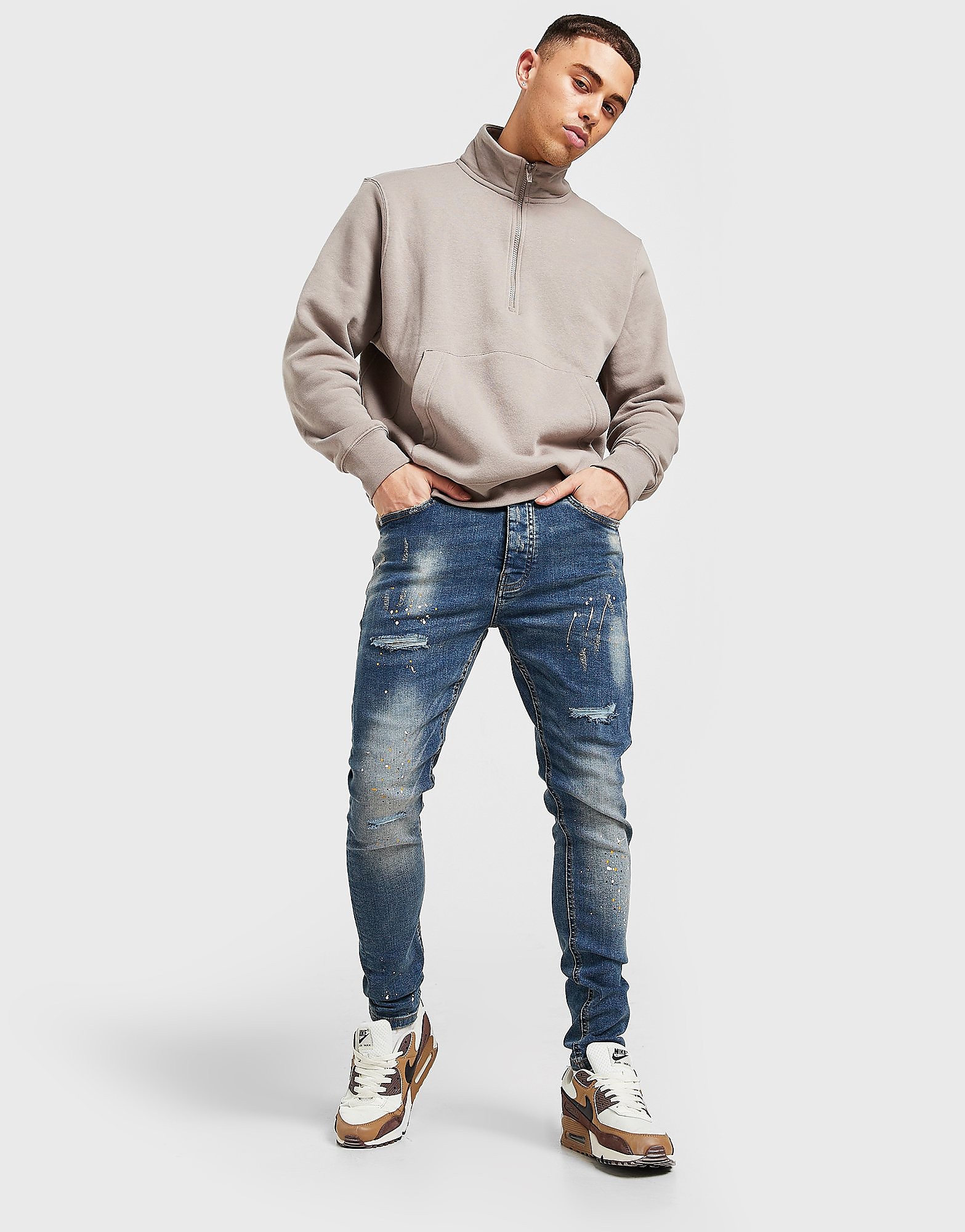 

VALERE Washed Ripped Jeans - Blue, Blue