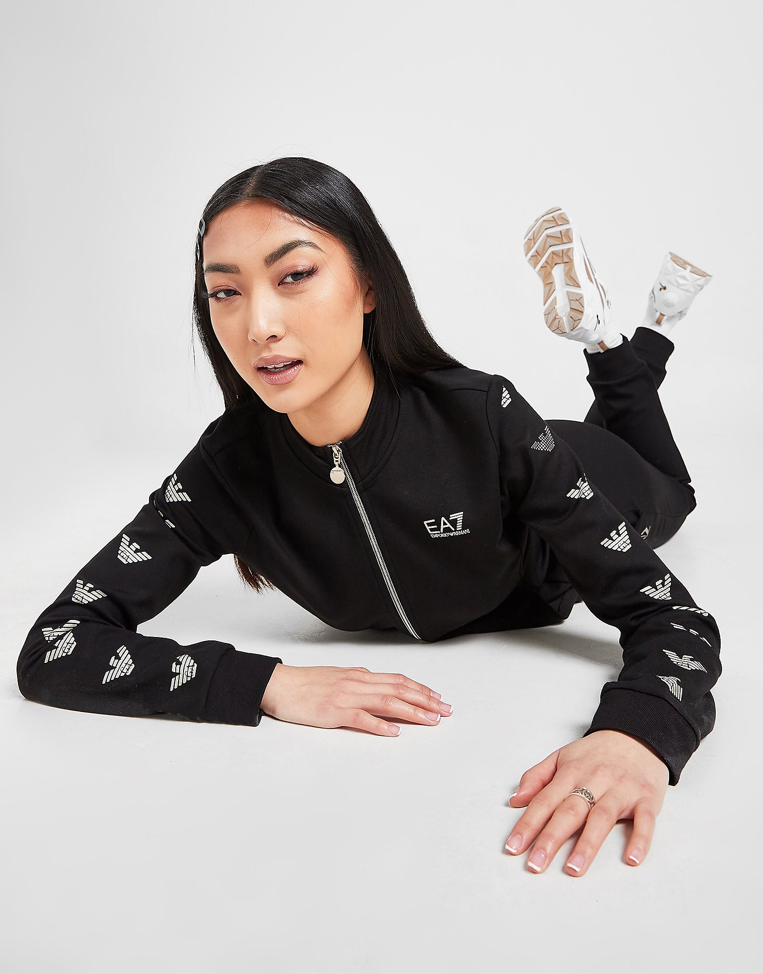 

Emporio Armani EA7 Repeat Eagle Logo Tracksuit - Black - Womens, Black