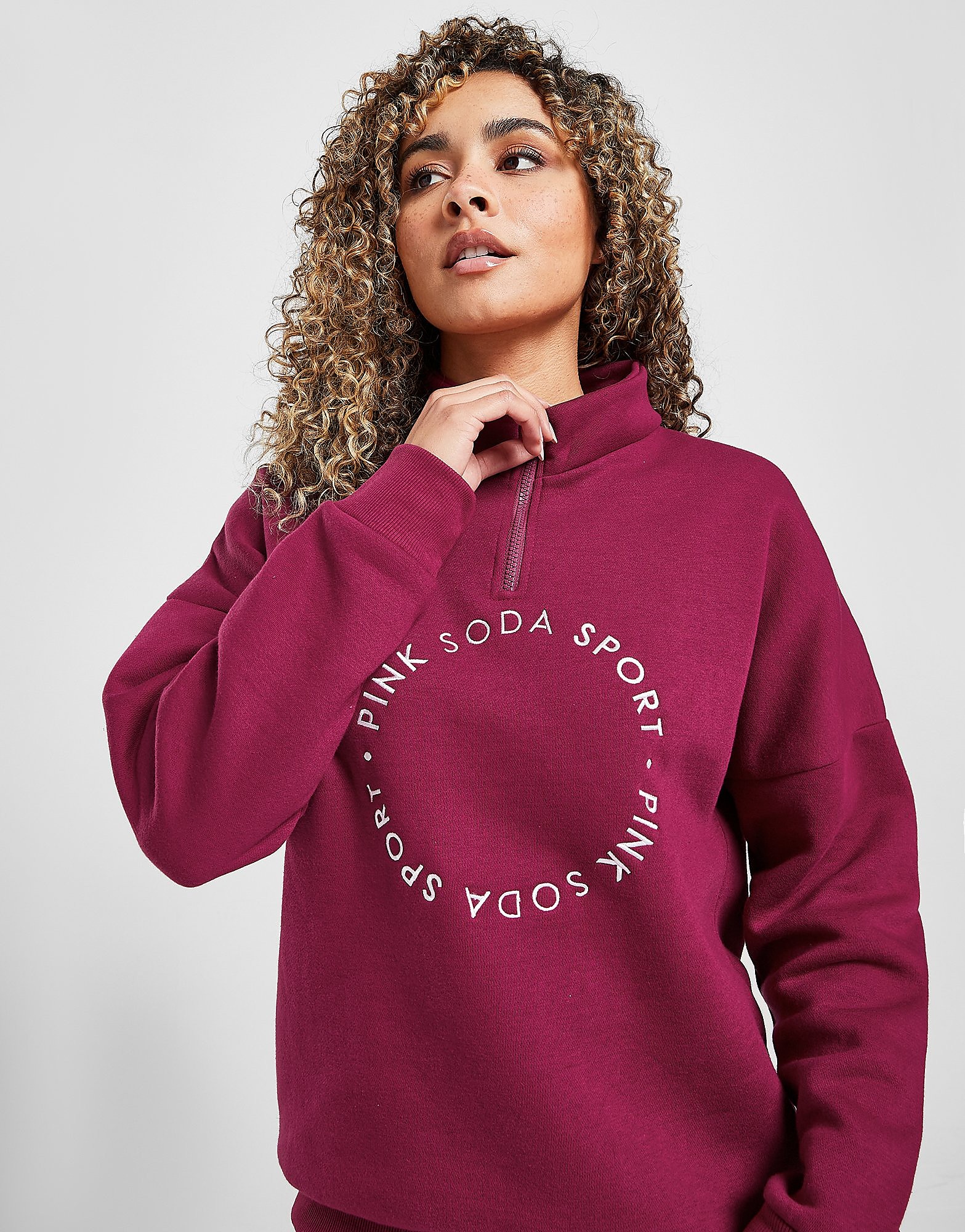 

Pink Soda Sport Circle Essential Boyfriend 1/4 Zip Top - Only at JD - Red - Womens, Red