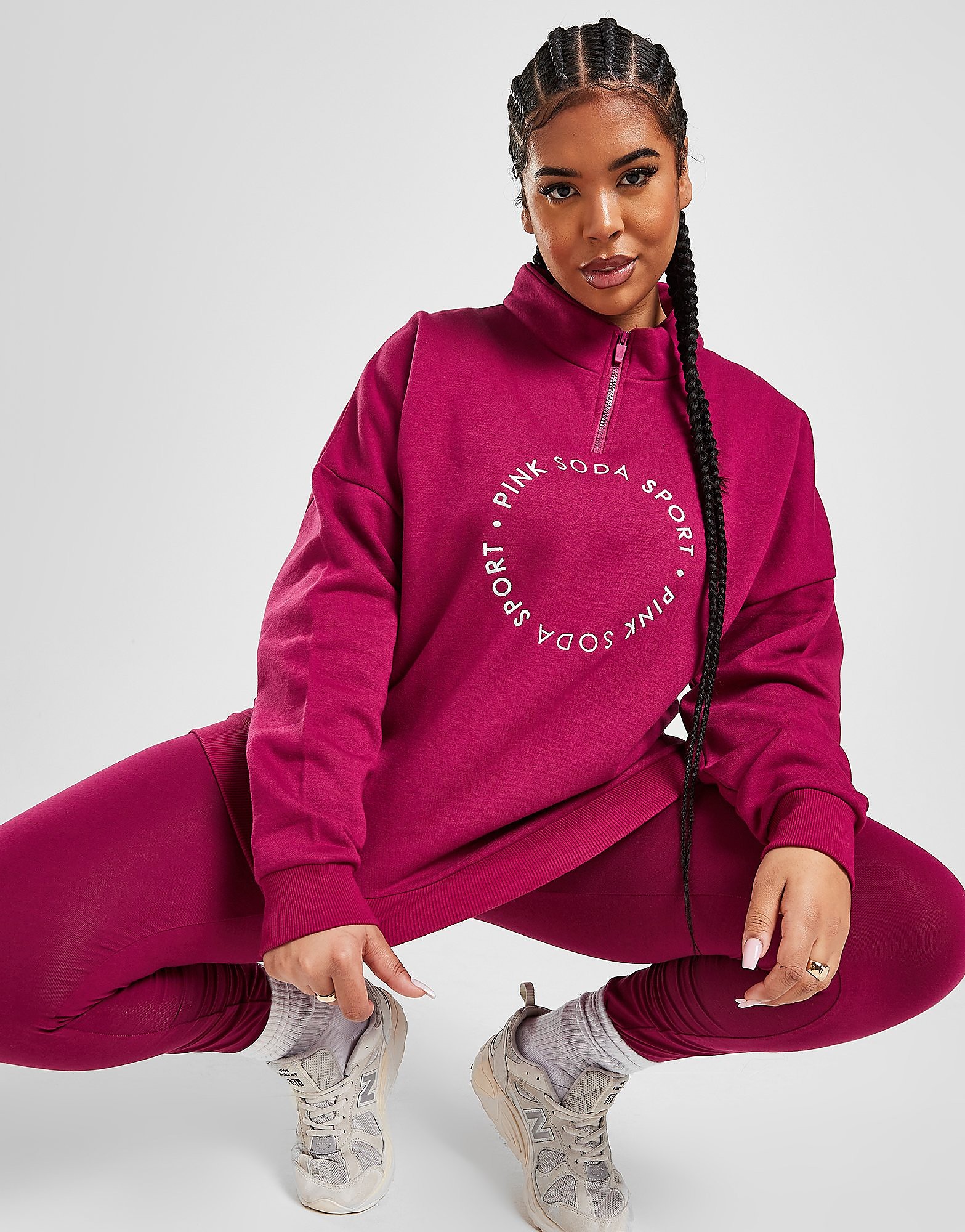 

Pink Soda Sport Plus Size Circle Boyfriend 1/4 Zip Sweatshirt - Only at JD - Pink - Womens, Pink