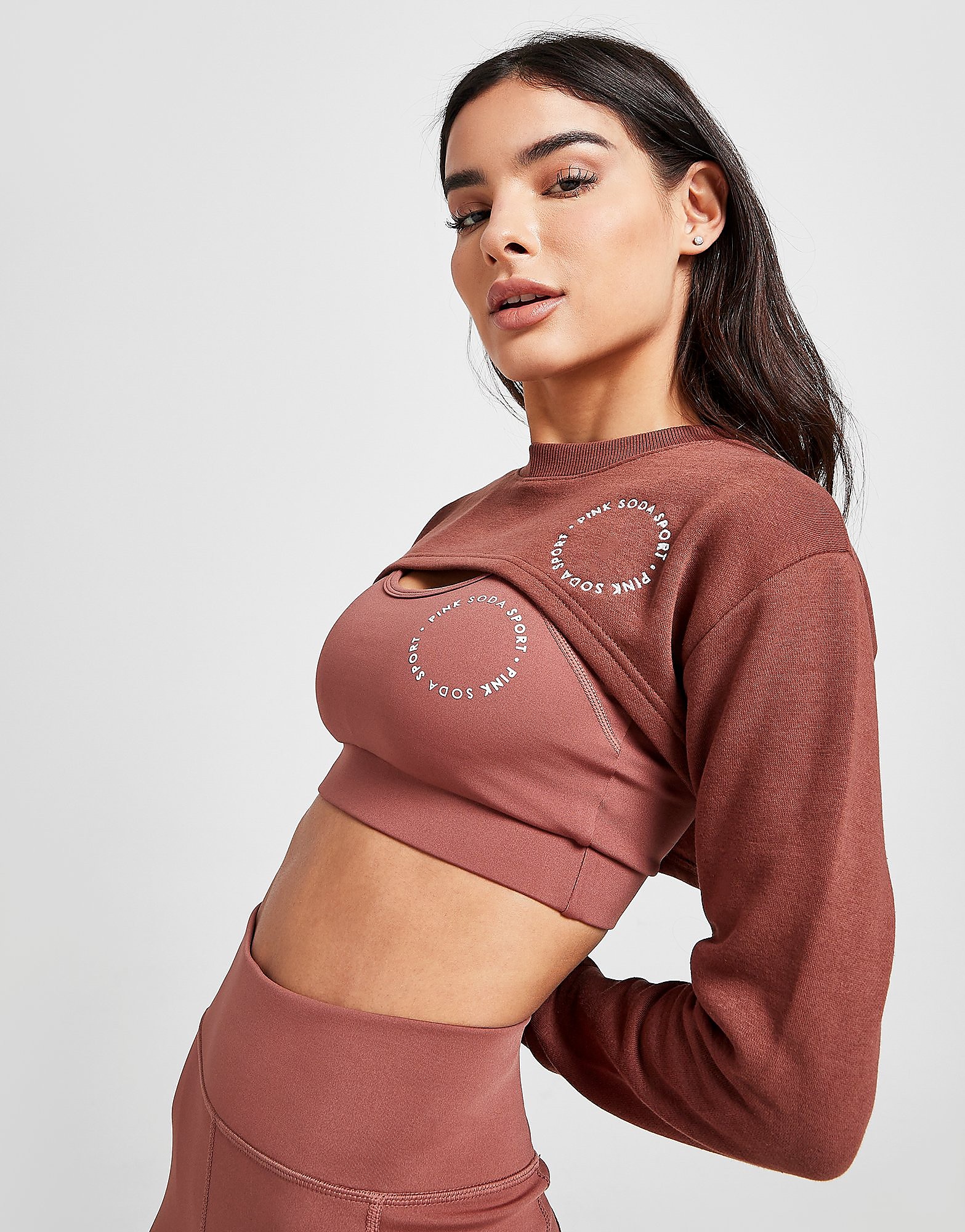 

Pink Soda Sport Micro Crop Crew Sweatshirt - Only at JD - Brown - Womens, Brown