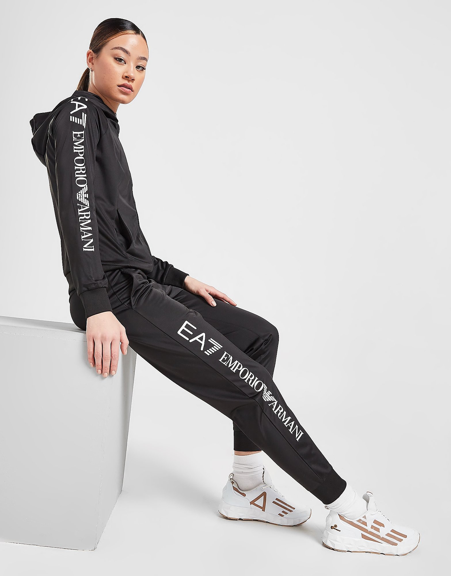 Emporio Armani EA7 Logo Tracksuit - Black - Womens, Black