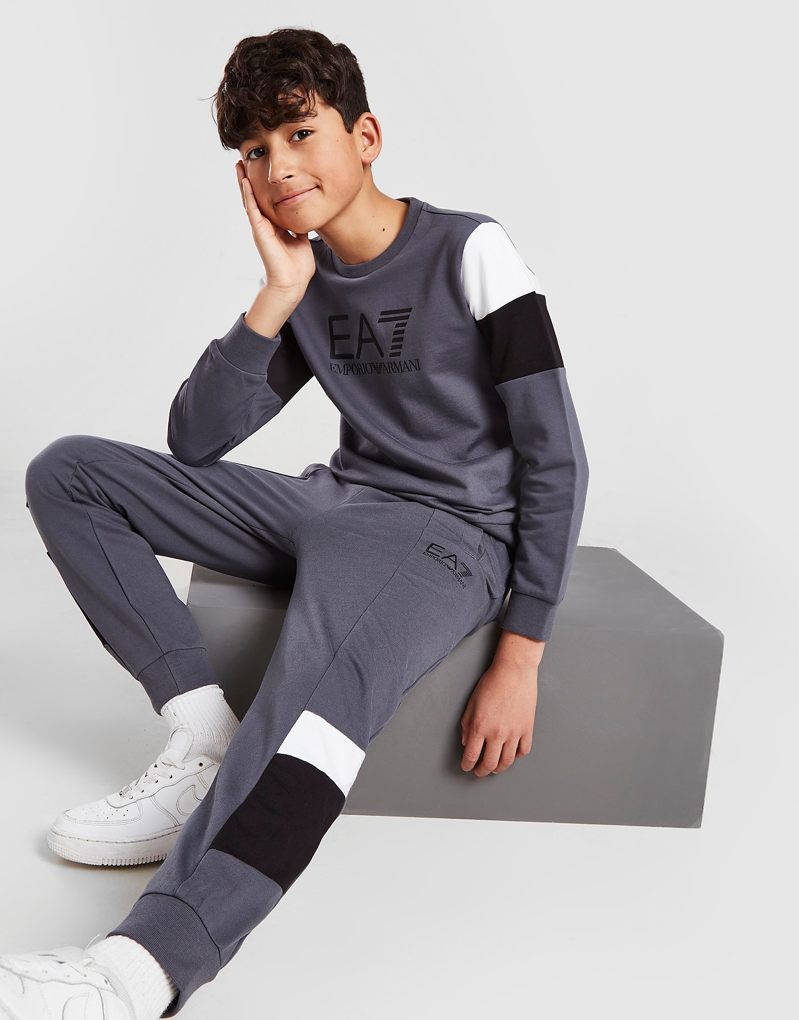 Emporio Armani EA7 Colour Block Joggers Junior - Grey - Kids, Grey
