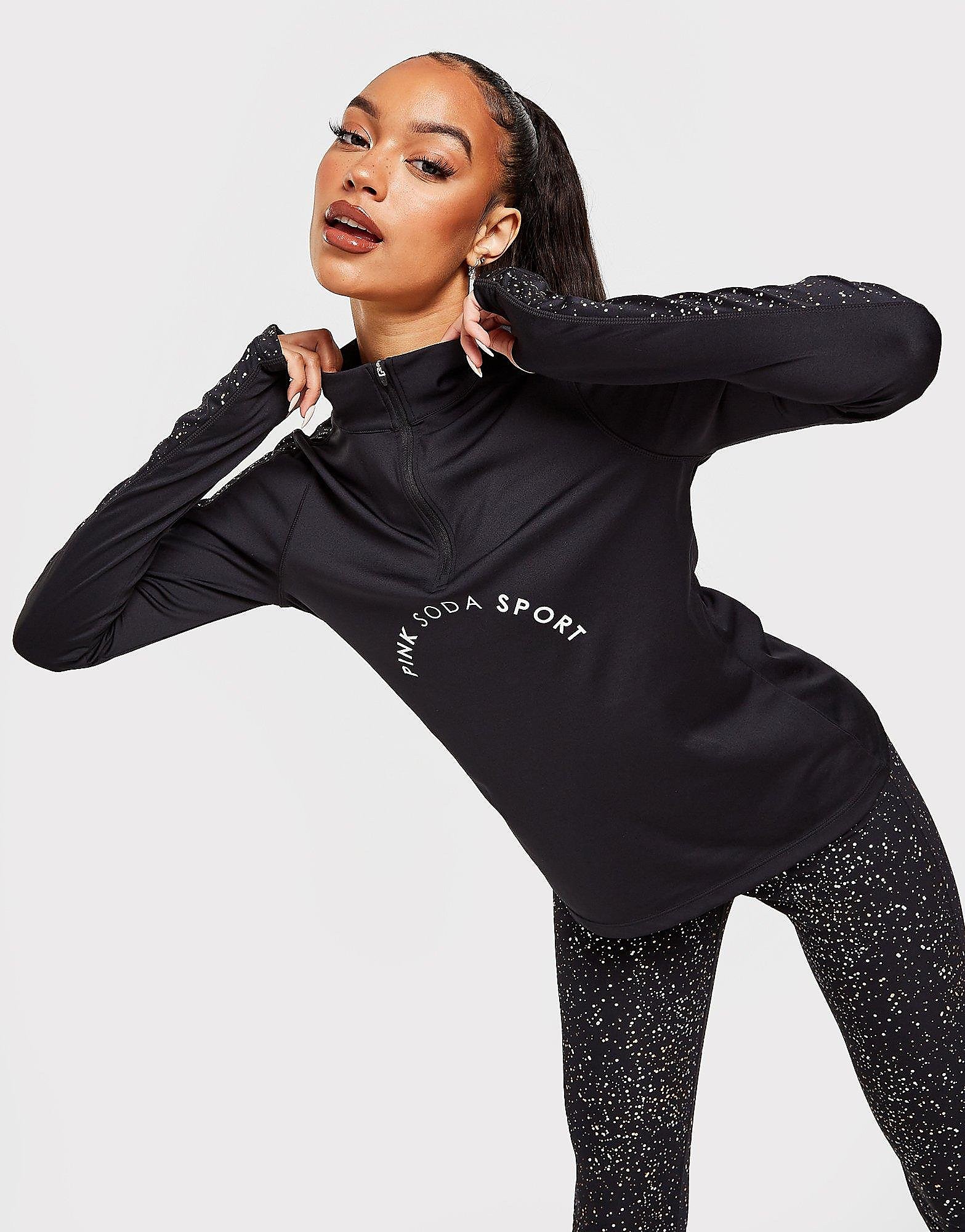 

Pink Soda Sport Sparkle 1/4 Zip Top - Only at JD - Black - Womens, Black