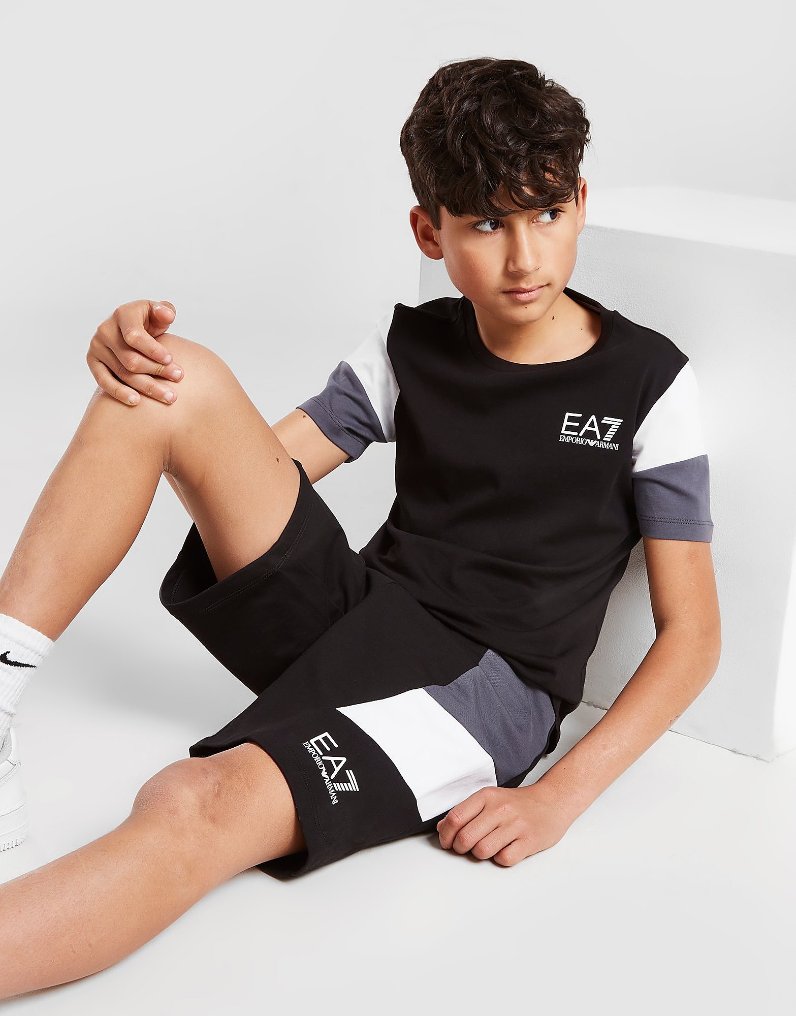 Emporio Armani EA7 Colour Block Shorts Junior - Black - Kids, Black