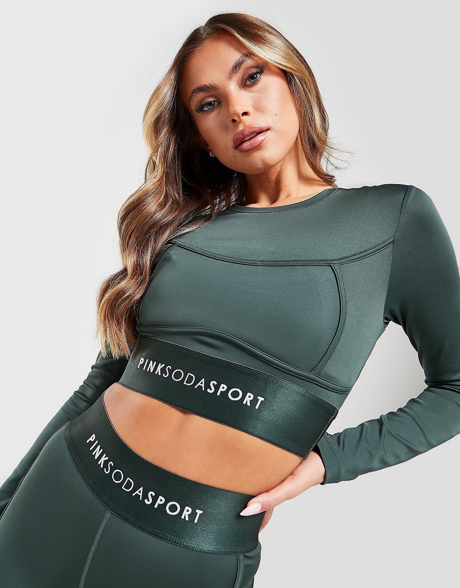 

Pink Soda Sport Contour Long Sleeve Top - Only at JD - Green - Womens, Green