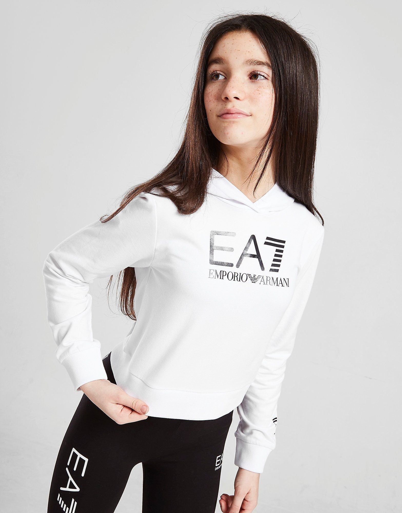 

Emporio Armani EA7 Girls' Crop Logo Hoodie Junior - White - Kids, White