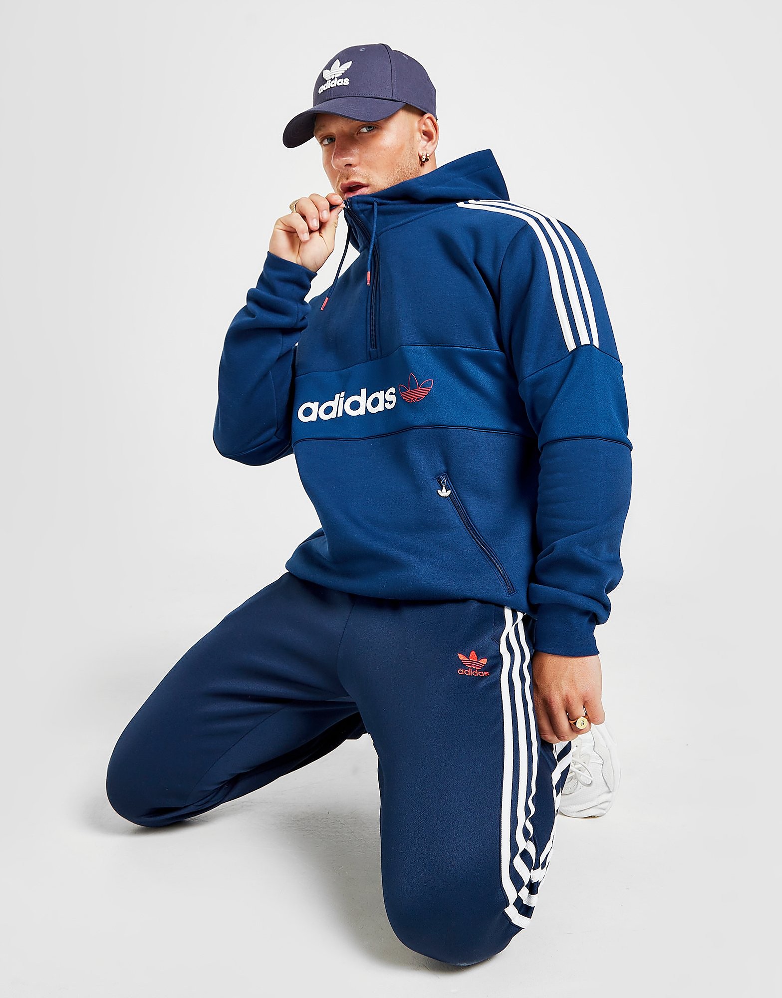 

adidas Originals Itasca 22 1/4 Zip Hoodie - Only at JD - Blue - Mens, Blue