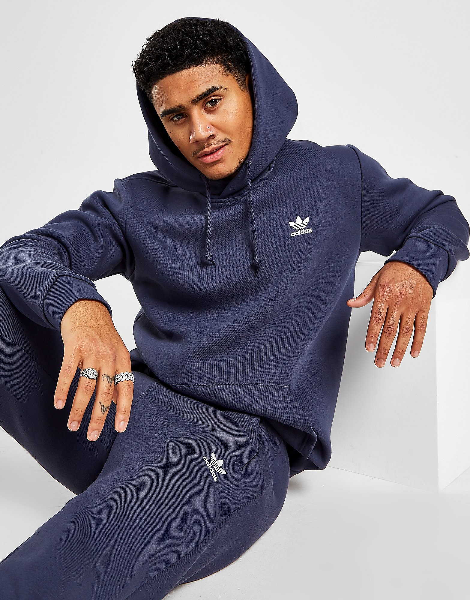 

adidas Originals Trefoil Essential Hoodie - Navy - Mens, Navy