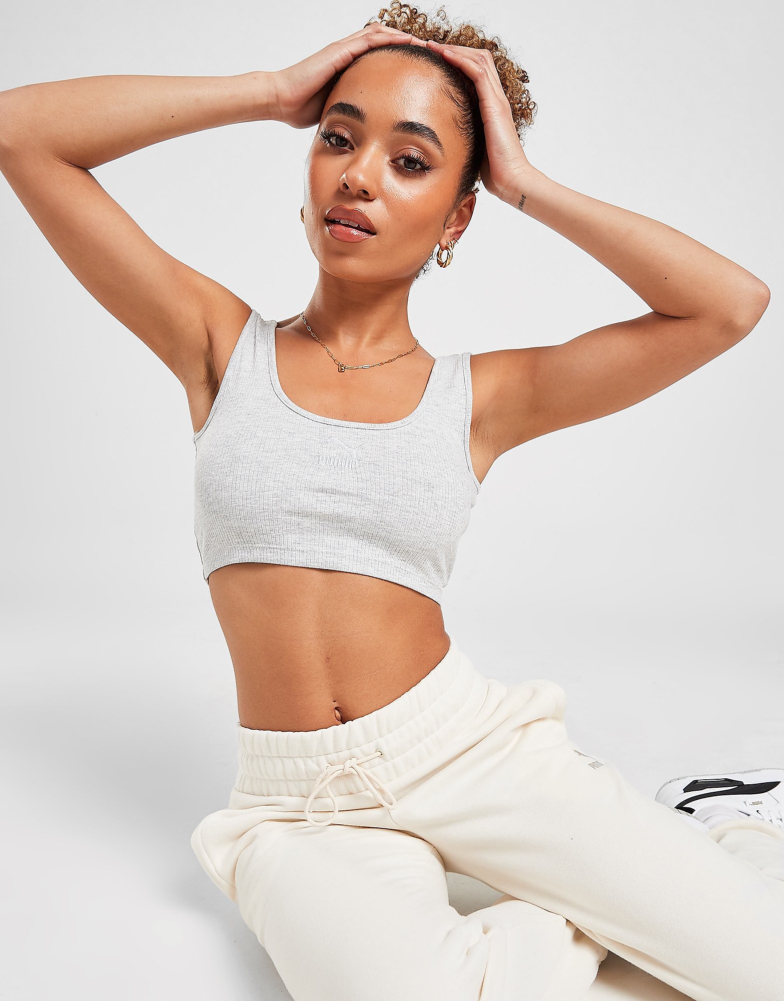 Puma Classic Ribbed Tank Top - Grey - Womens, Grey