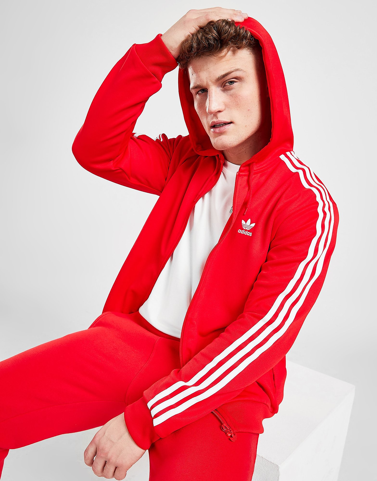 

adidas Originals SS Full Zip Hoodie - Vivid Red - Mens, Vivid Red