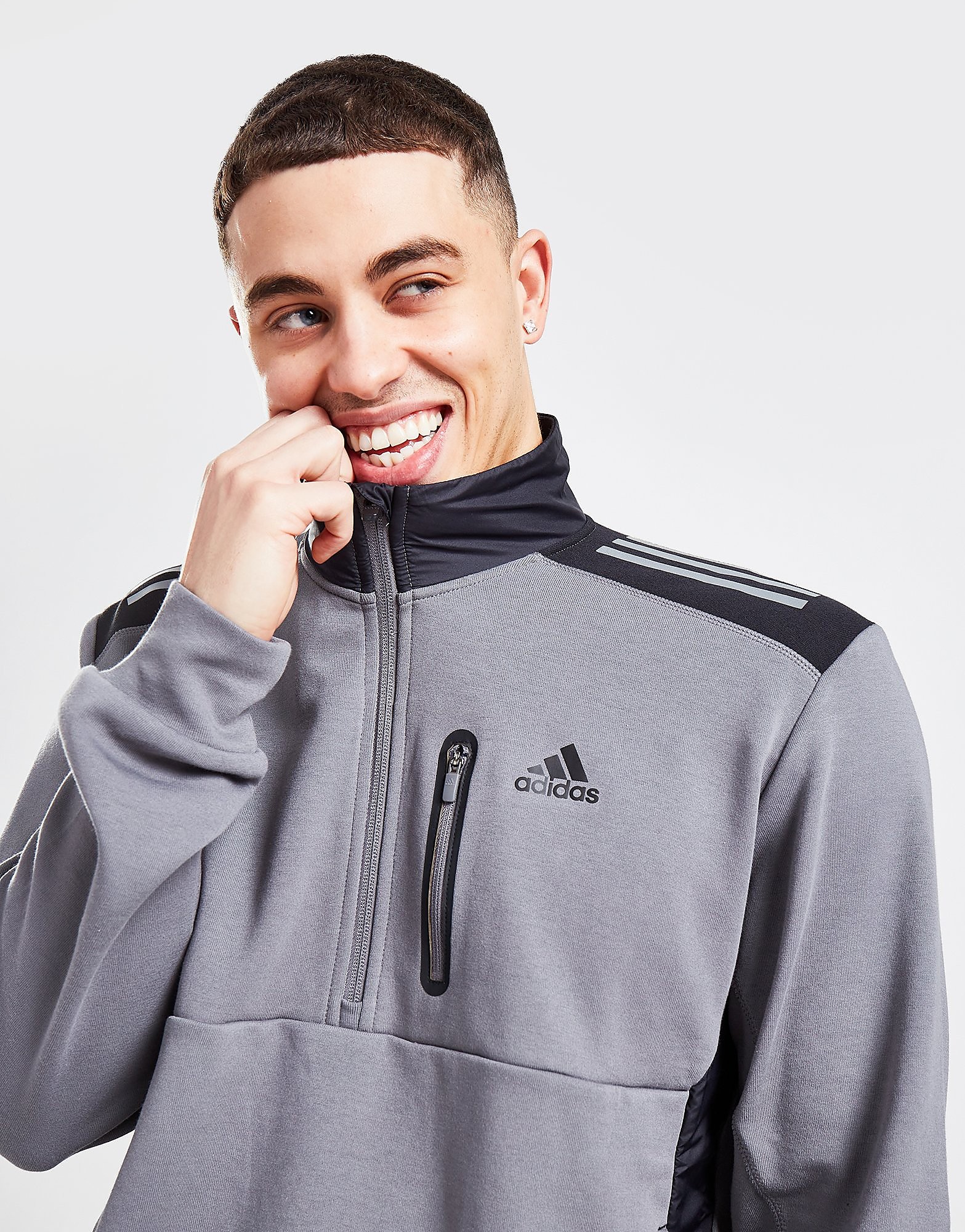 

adidas Tech 1/2 Zip Top - Only at JD - Grey - Mens, Grey