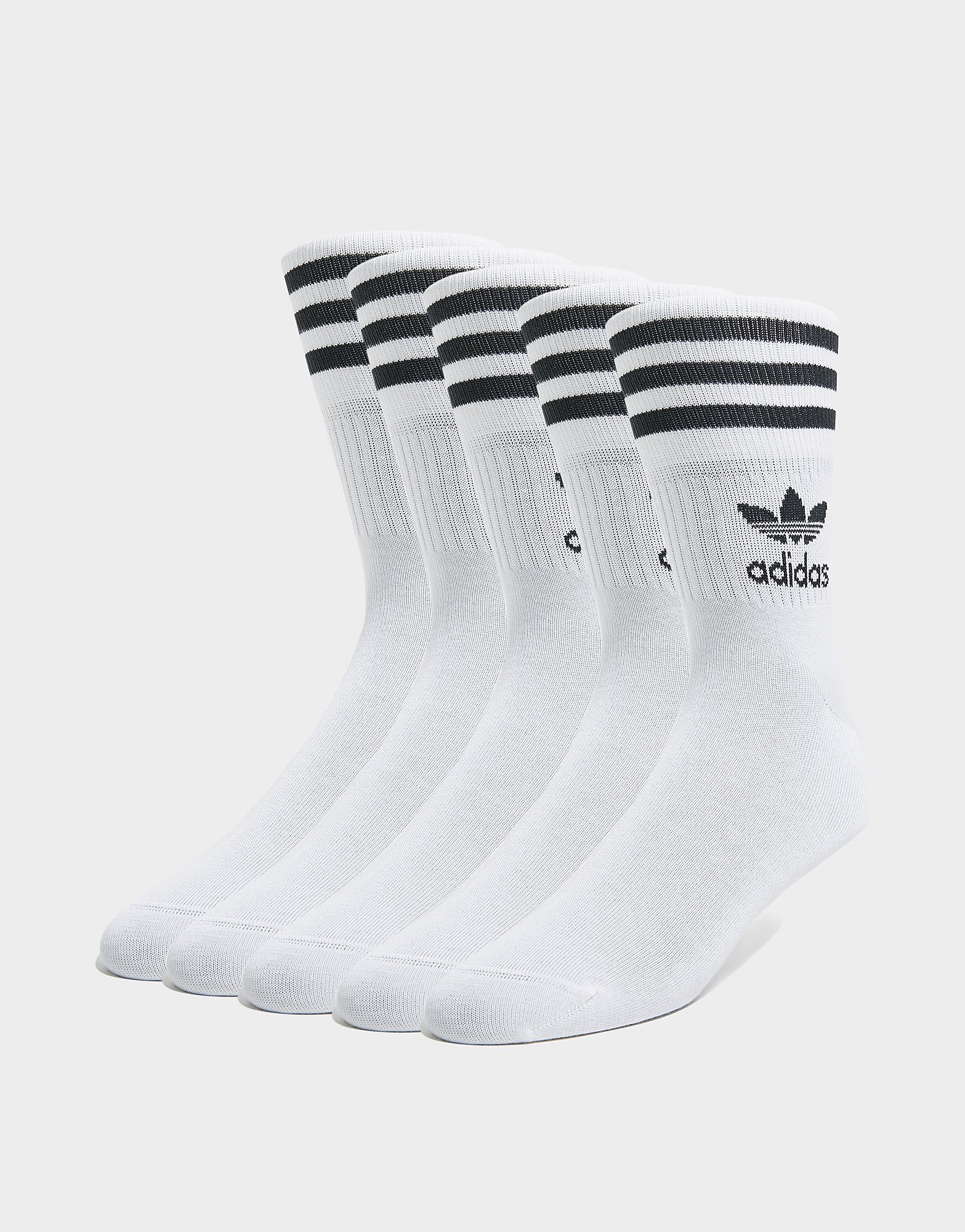 adidas Originals 5-Pack Mid-Cut Crew Socks - White - Mens, White