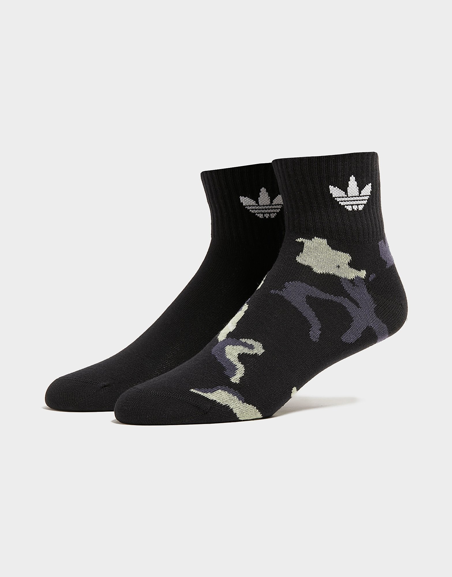 

adidas Originals 2-Pack Camo Mid-Ankle Socks - Black - Mens, Black