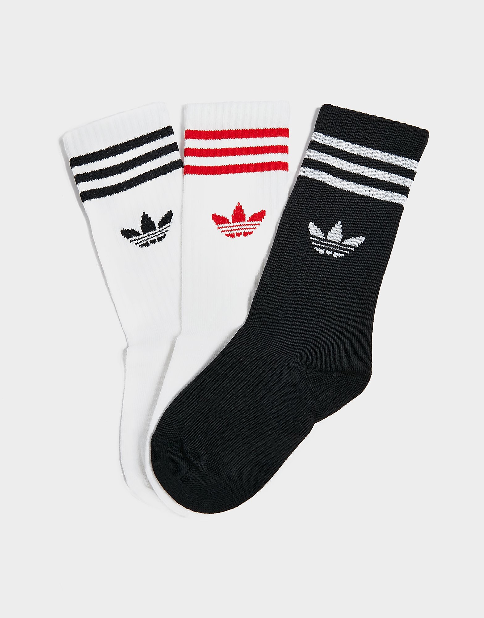 

adidas Originals 3-Pack Crew Socks Junior - White/Black - Kids, White/Black